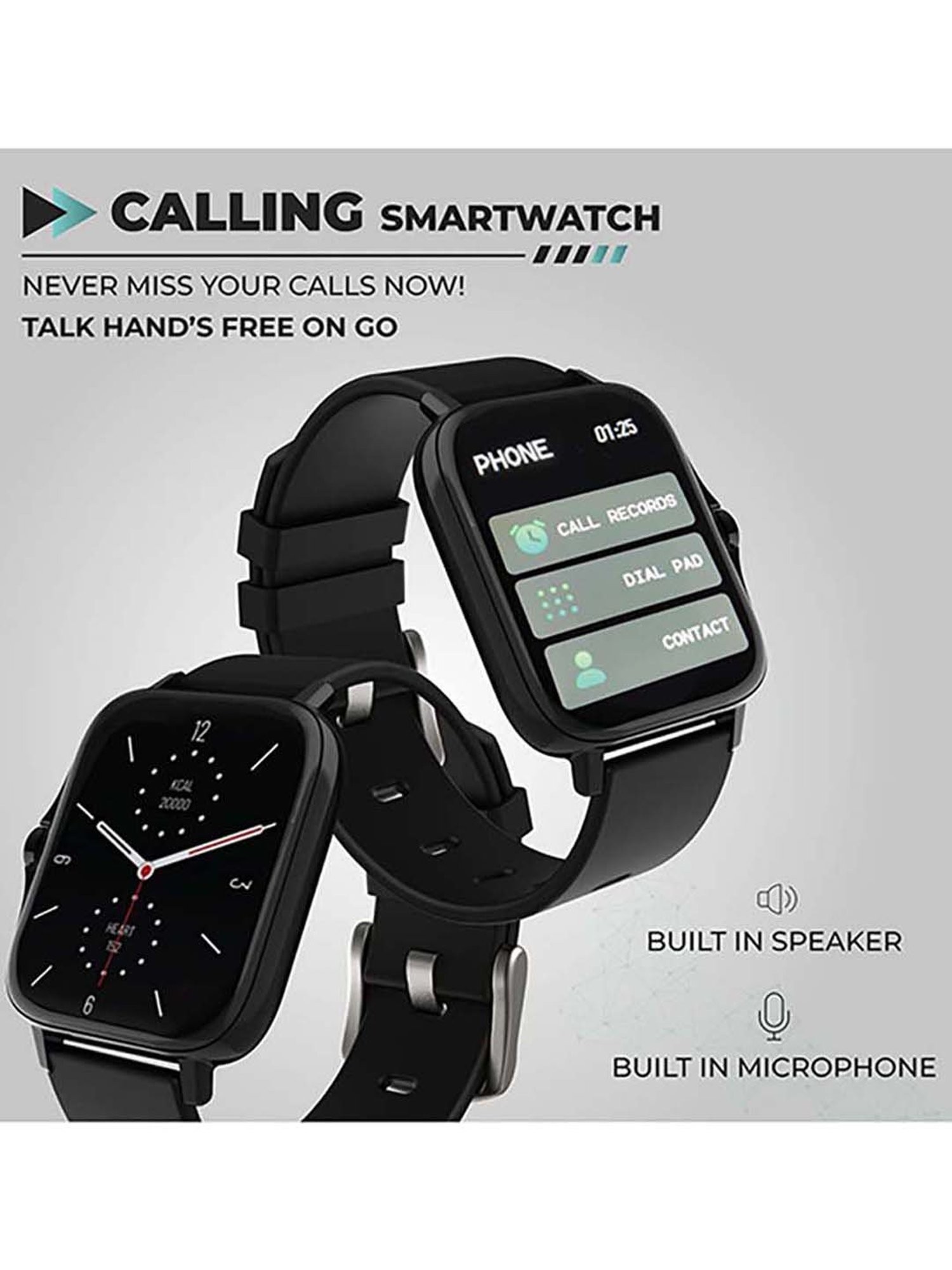 Hammer Pulse 2.0 Fitness Smartwatch with Calling and Music (Black)
