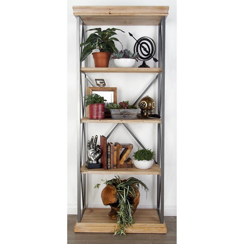 72" Farmhouse Distressed Shelf Brown - Olivia & May