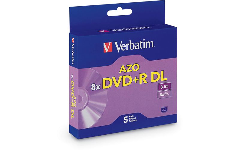 Verbatim DVD+R DL 8.5GB 8X with Branded Surface - 5pk Jewel Case Box
