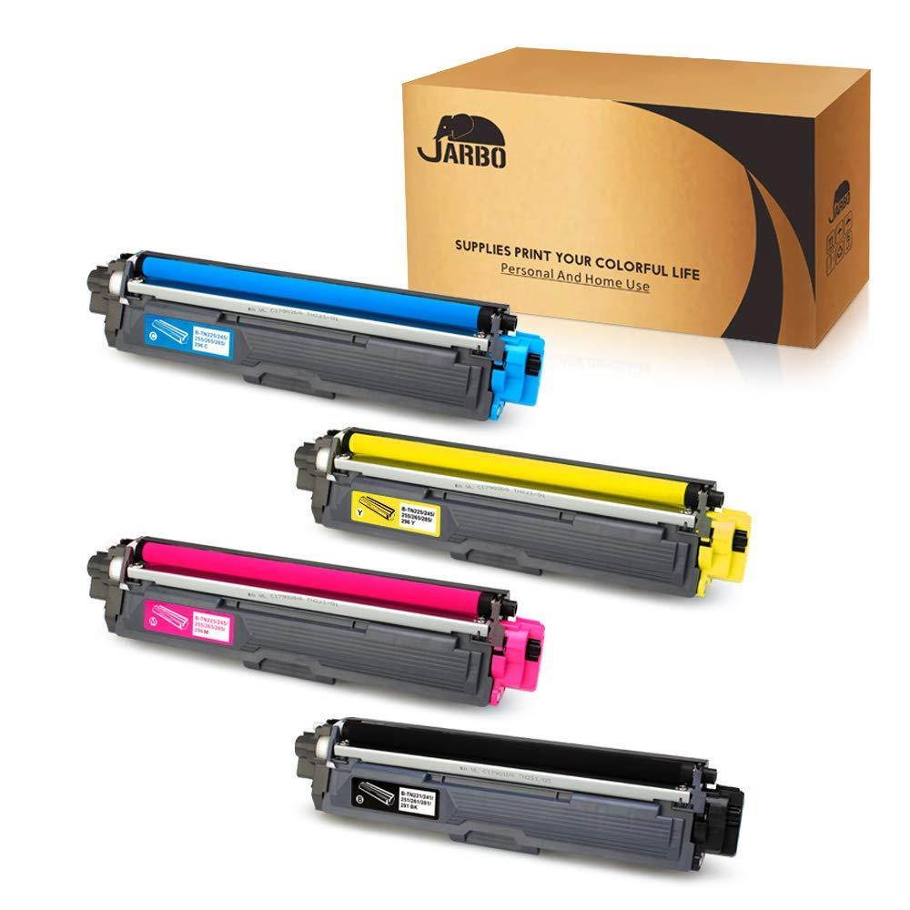 JARBO Compatible for Brother TN221 TN-221 TN225 TN-225 Toner Cartridge, 1 Set(1 Black, 1 Cyan, 1 Magenta, 1 Yellow), Use with Brother HL-3140CW HL-3170CDW HL-3180CDW MFC-9130CW MFC-9330CDW MFC-9340CDW