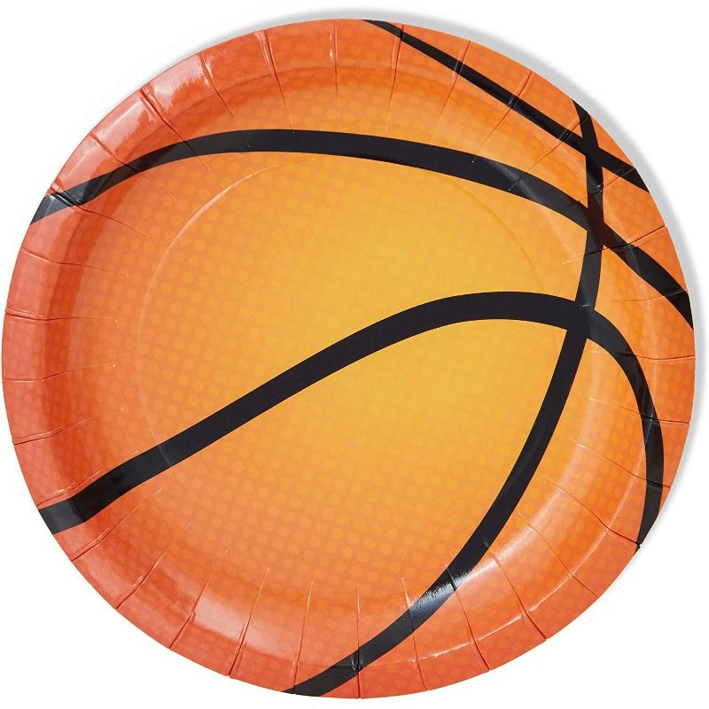 Blue Panda 80-Pack Basketball Party Supplies, Sports Theme Disposable Paper Dessert Plates for Kids Birthday 7"