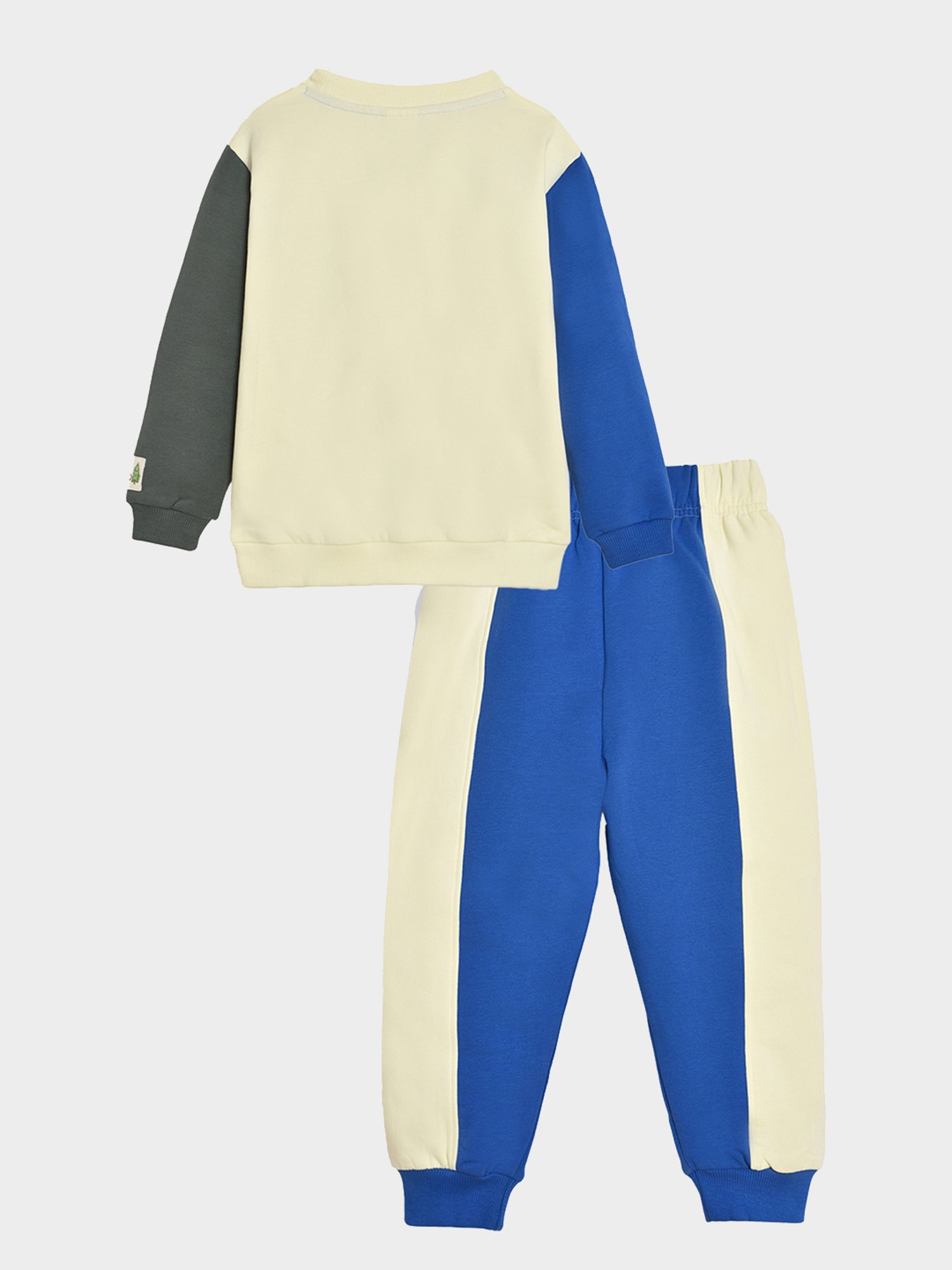 MiArcus Boys Blue & Cream Self Design Full Sleeves Sweatshirt with Joggers