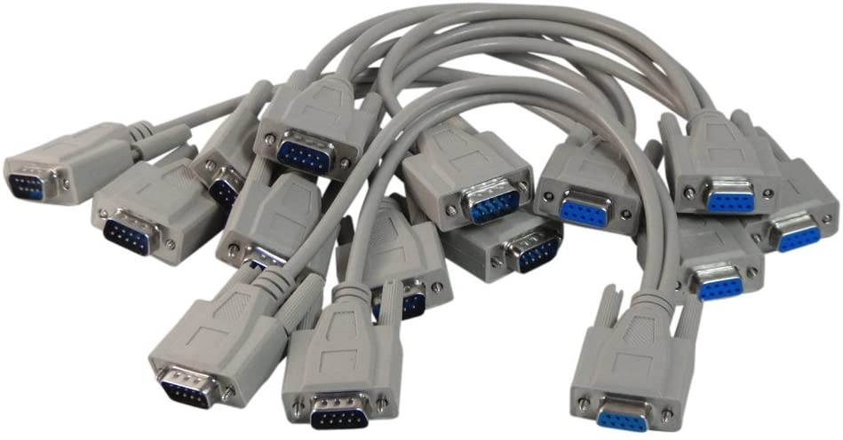 Your Cable Store 1 Foot 9 Pin Serial Splitter Cable DB9 2 Male / 1 Female RS232 5 Pack