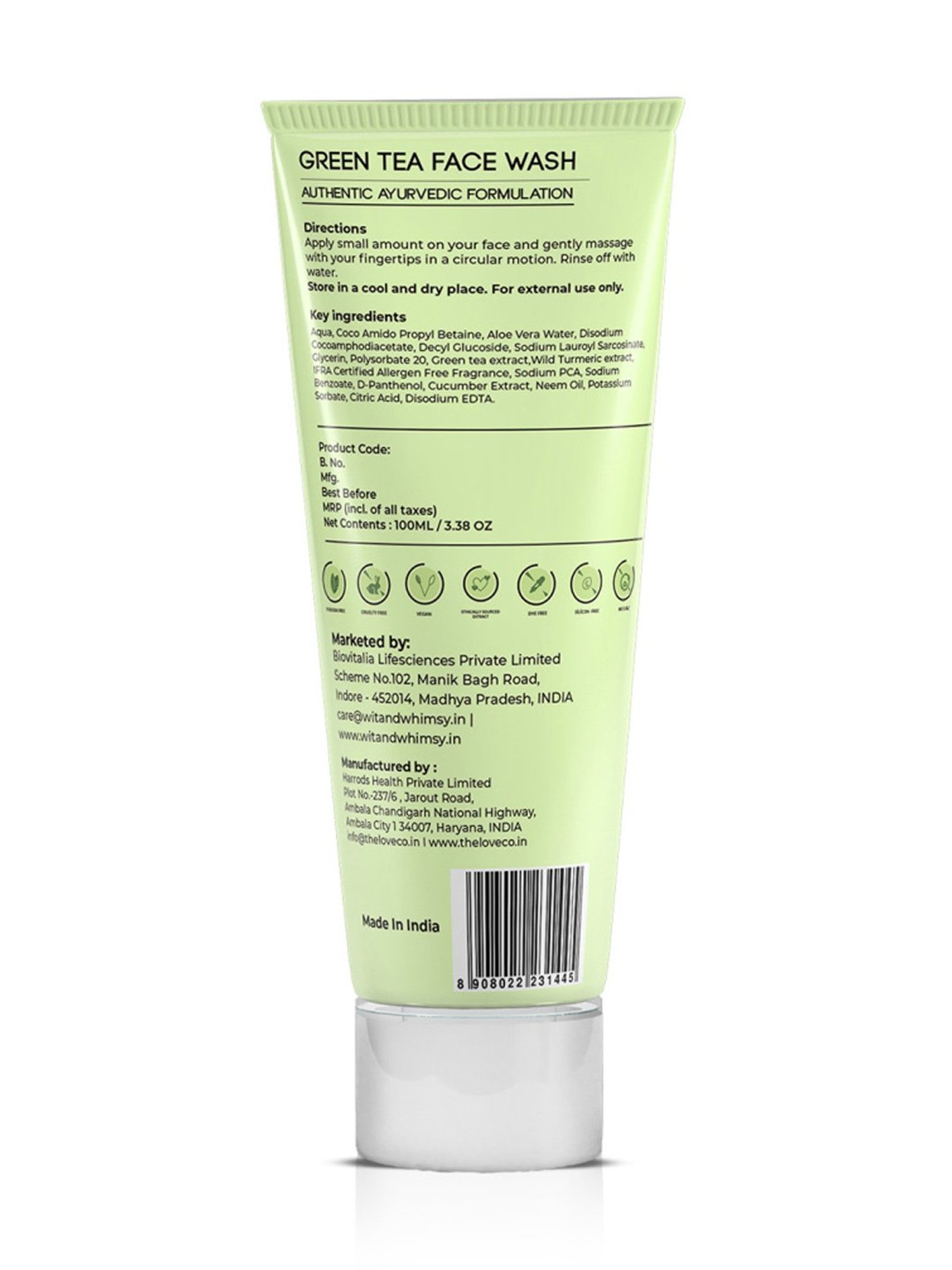 Wit & Whimsy Cherry Cheeks Green Tea Face Wash - 100 ml