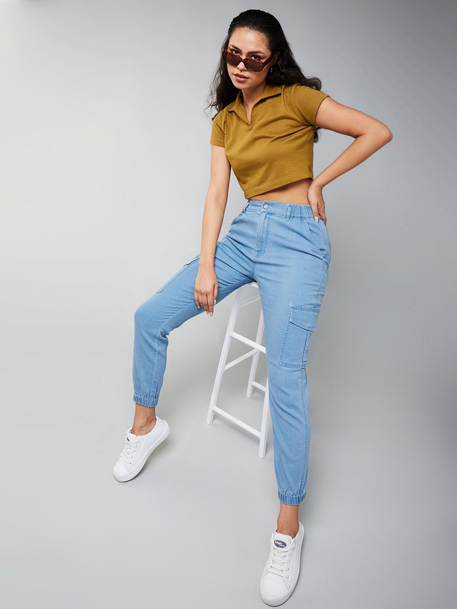 DOLCE CRUDO Blue Regular Fit Joggers