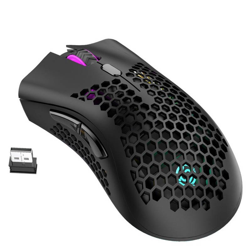 2.4GHz Wireless Mouse USB Rechargeable 1600DPI Adjustable Hollow Out Honeycomb RGB Optical Mouse Gamer Mice