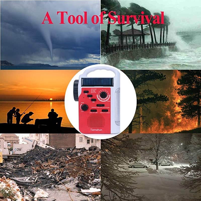 2021 Newest Model?  Portable Solar Emergency Hand Crank AM FM NOAA Weather Radio for Home Outdoor with LED Flashlight, 2000mAh Power Bank USB Charger, SOS Alarm,Battery Display (Black)