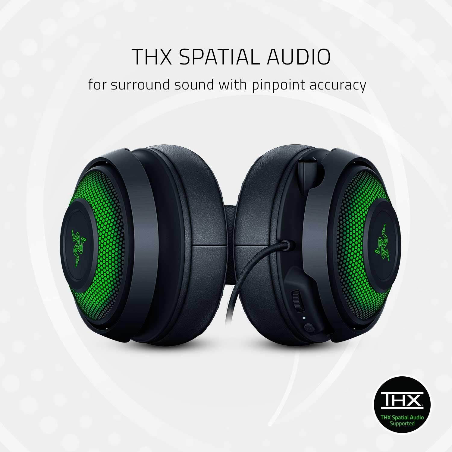 Razer Kraken Ultimate RGB USB Gaming Headset: THX 7.1 Spatial Surround Sound - Chroma RGB Lighting - Retractable Active Noise Cancelling Mic - Aluminum & Steel Frame - for PC - Matte Black
