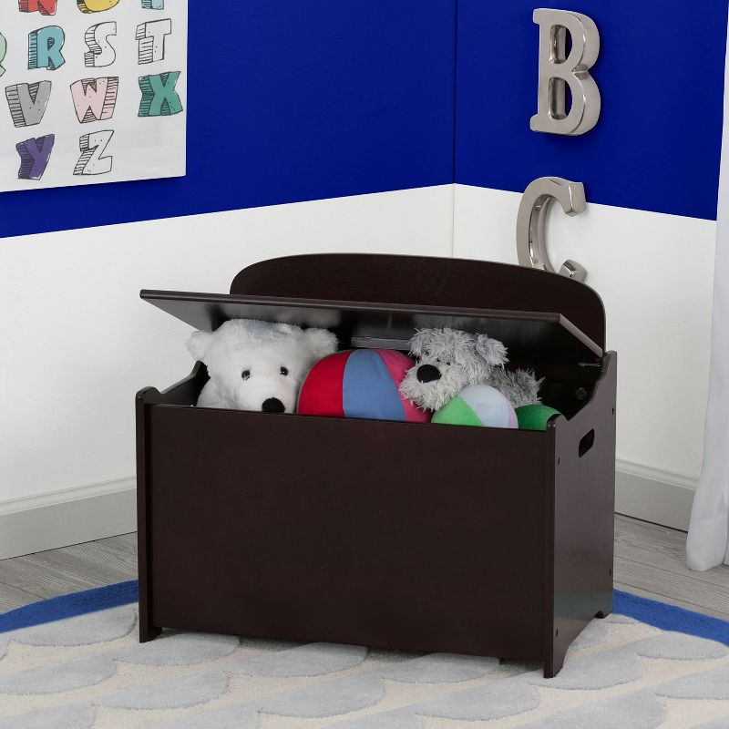 Delta Children Wooden Toy Box Chest Kids Bedroom Nursery Storage Bench, Brown