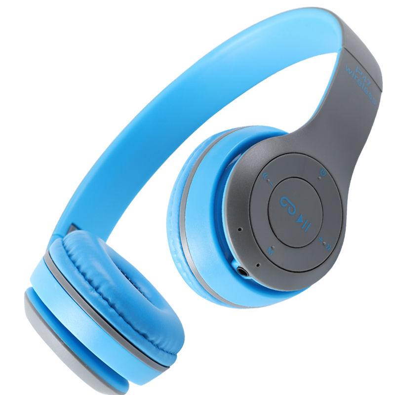 P47 Bluetooth Headphone with Microphone Wireless Headphones Support TF Card Gaming Headset Head Phone,Blue