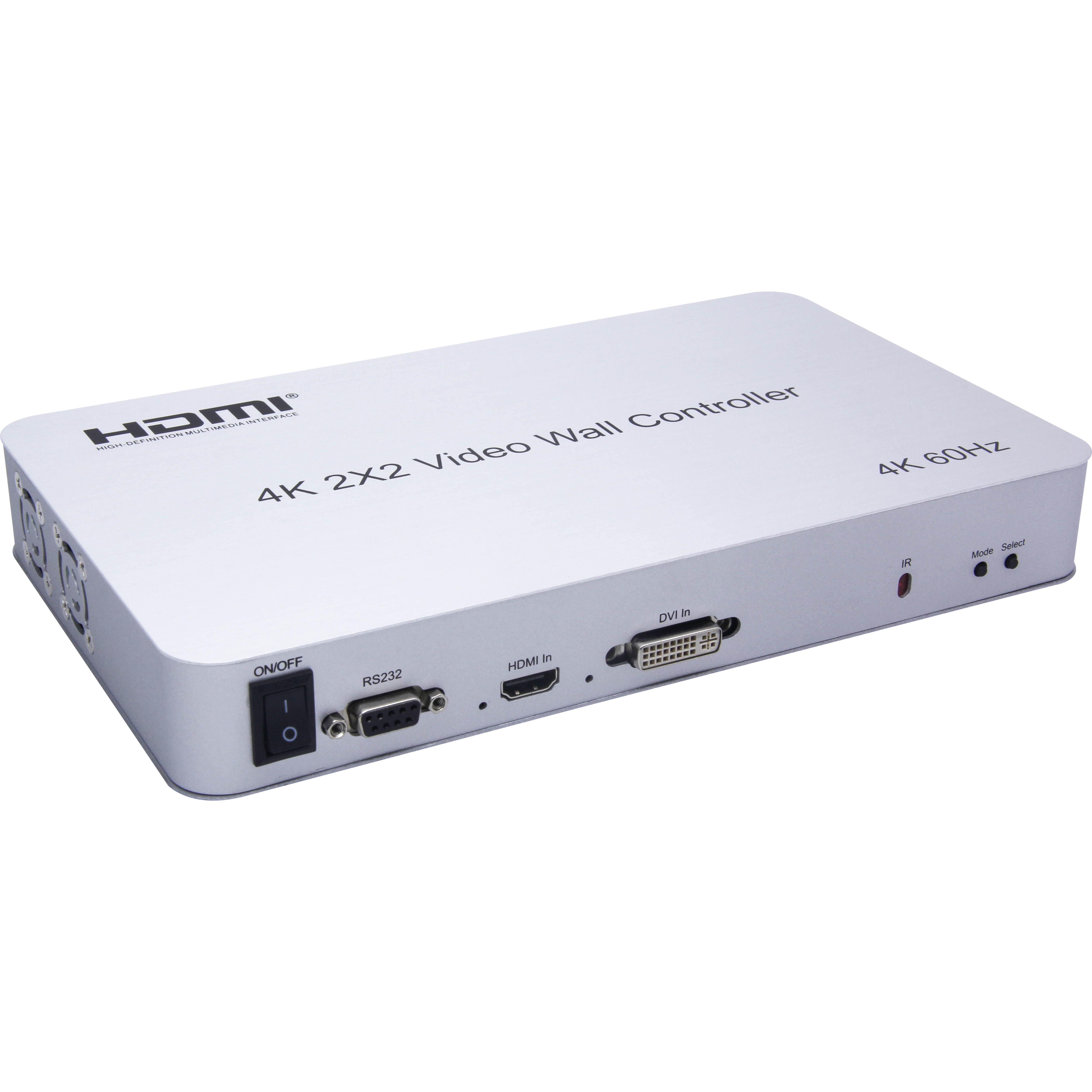 Video Wall Controller 2x2 4K Processor Support 3840x2160@60Hz HDMI Support 2x2,1x2,1x4 with 1 DVI or HDMI Input 4 HDMI Output