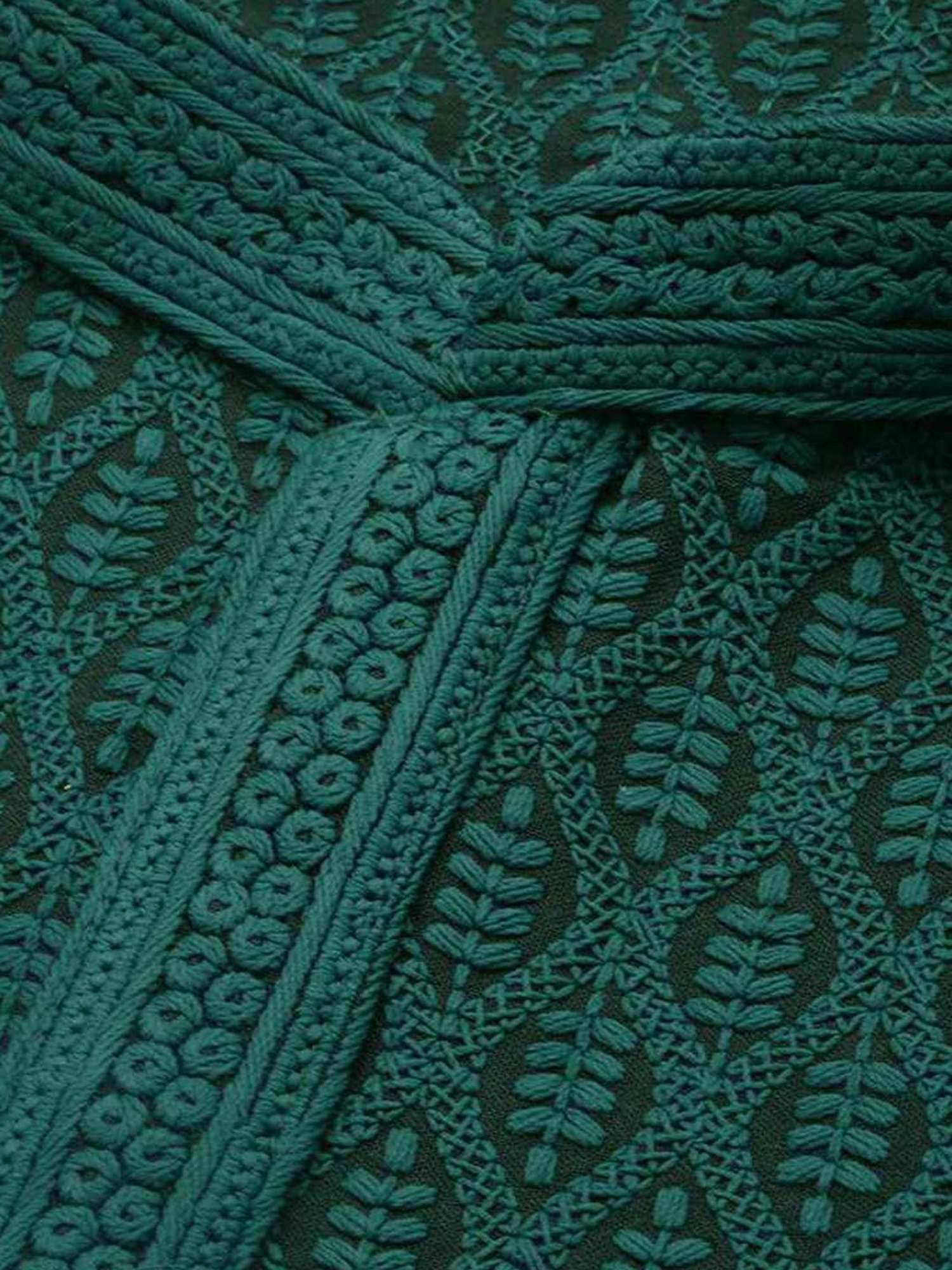 Sanwara Deep Green Cotton Regular Fit Embroidered Kurta Bottom Set