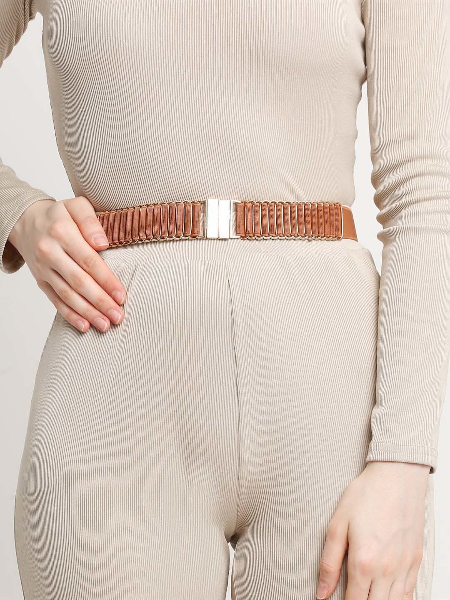 Teakwood Leathers Tan Nylon Waist Belt for Women