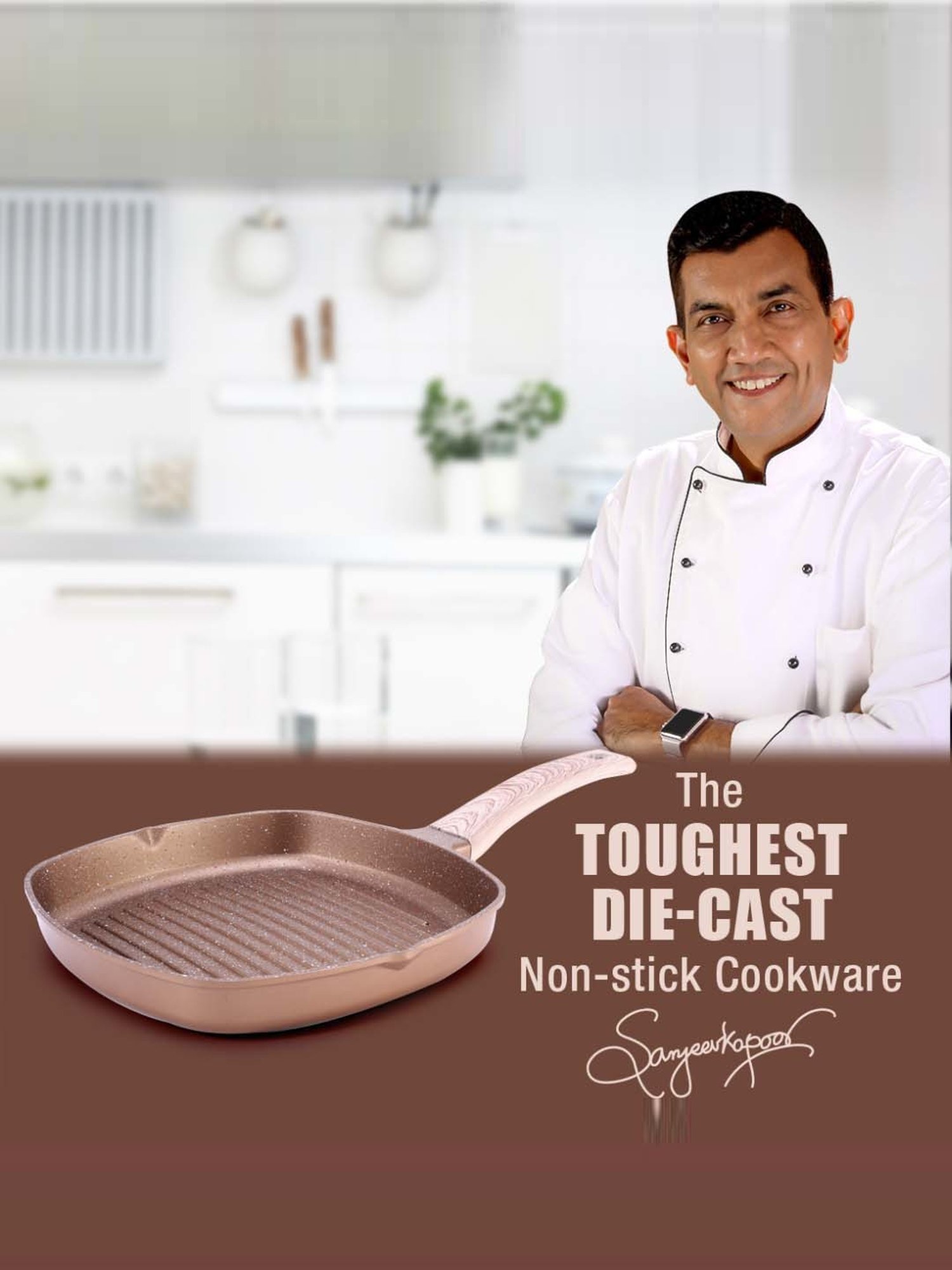 Wonderchef Duralife Brown Aluminium 24 cm Grill Pan (1.5 L)