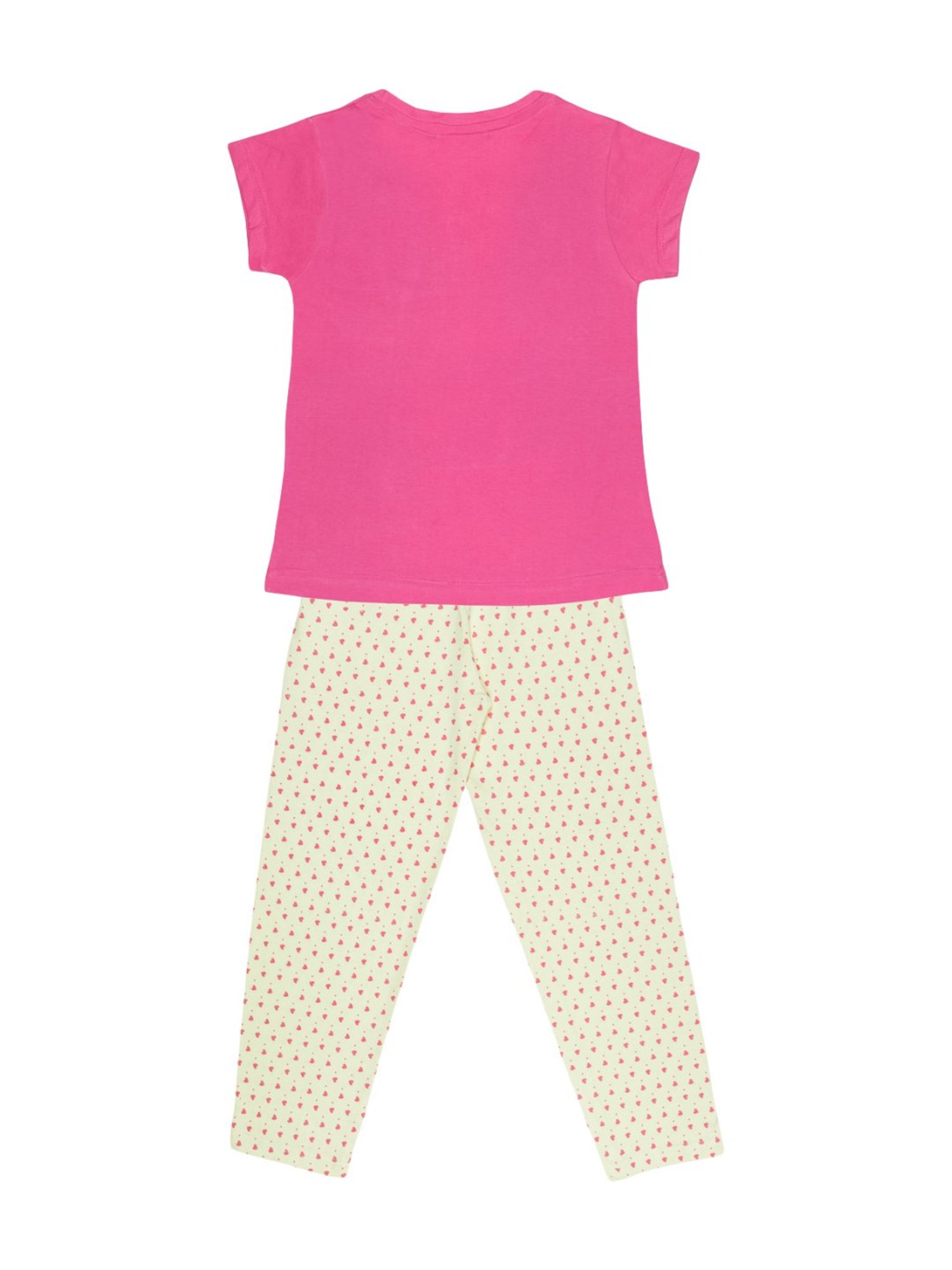Todd N Teen Kids Pink Cotton Printed T-Shirt & Pants Set