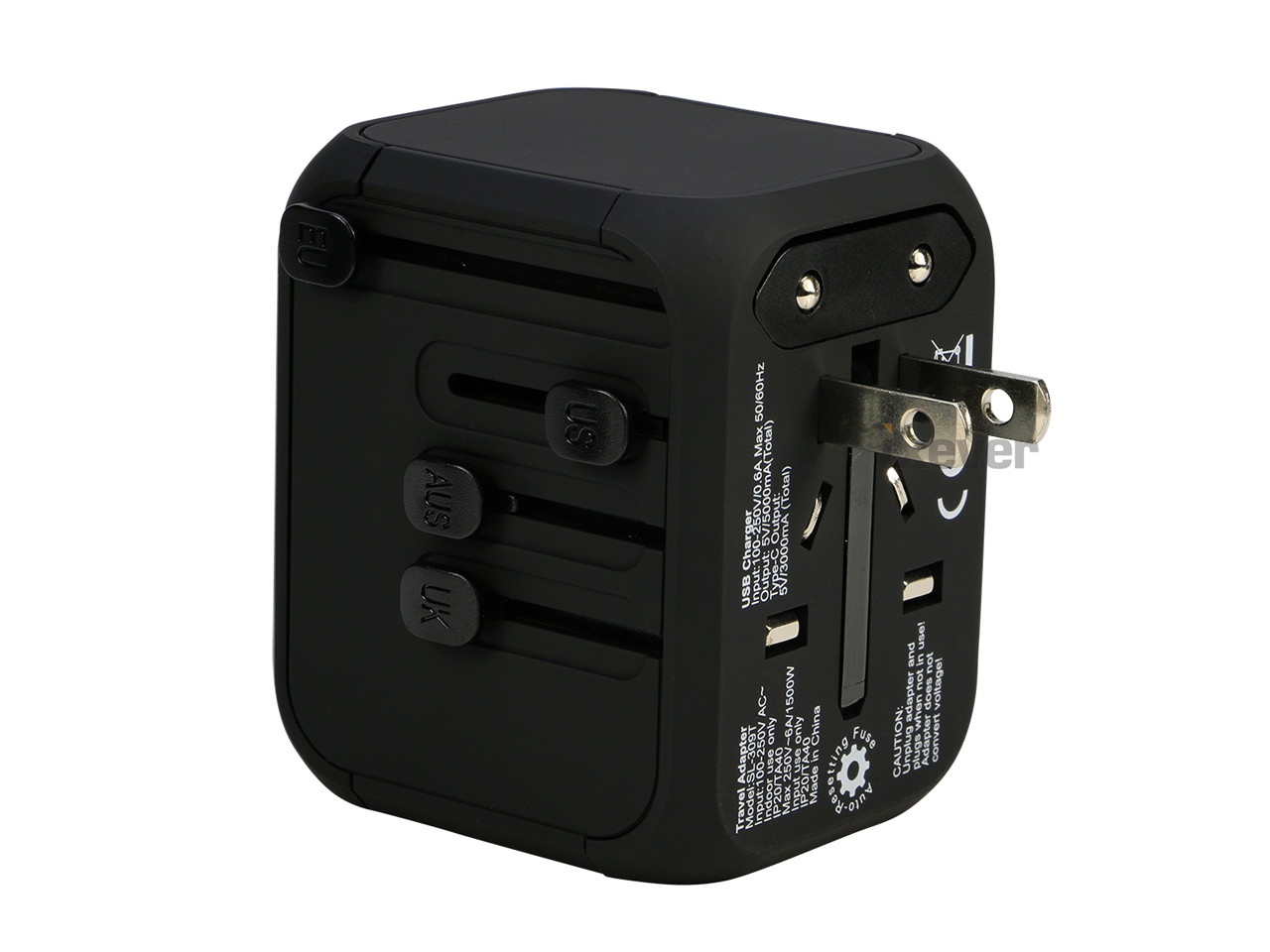 Power Adapter Travel Plug 4 USB Charger Ports Universal for 150 Countries with 3x USB Type A + USB Type C for UK Japan China EU Europe European