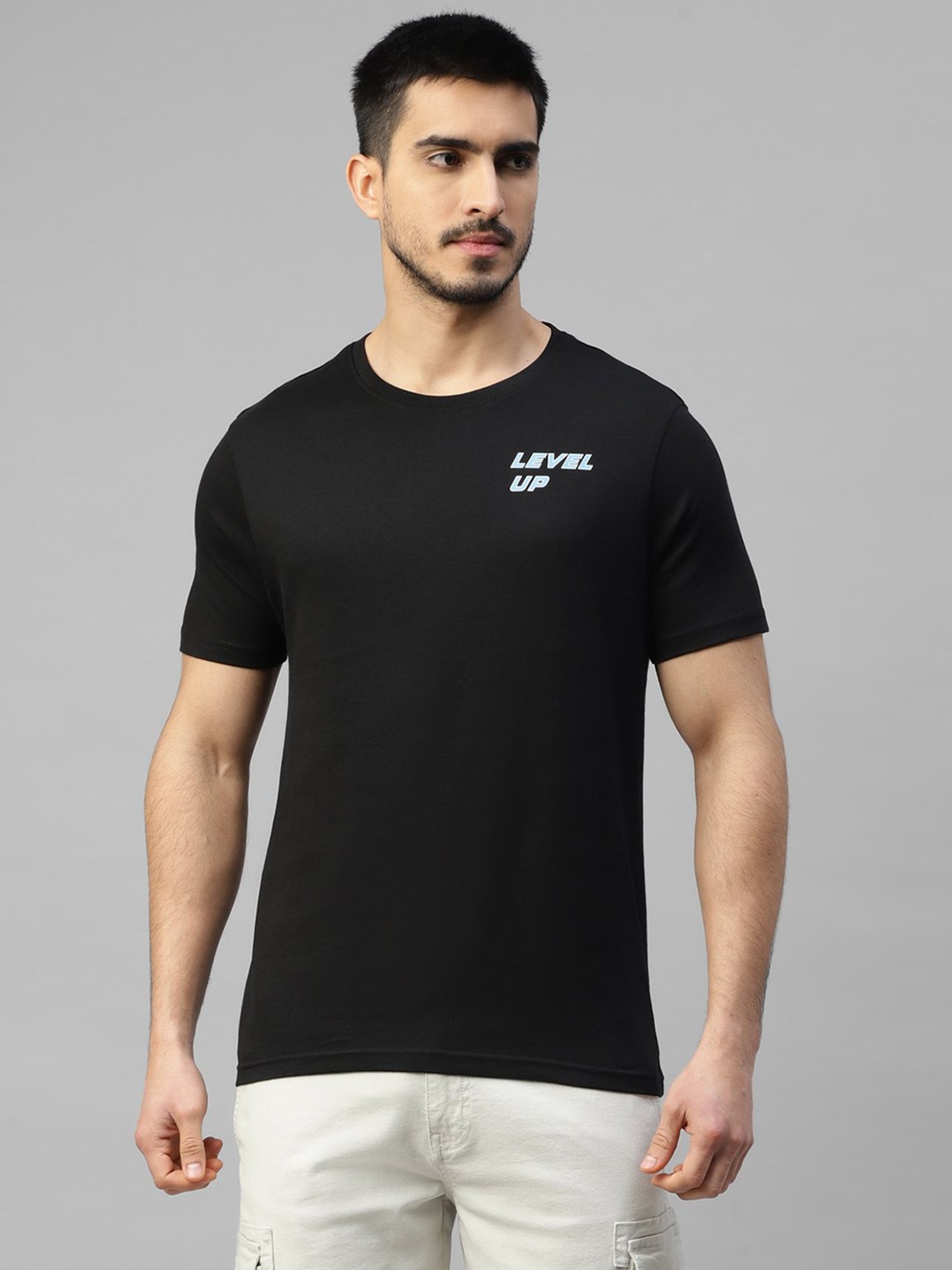Royal Enfield LEVEL UP GLOW Black Regular Fit Printed Crew T-Shirt