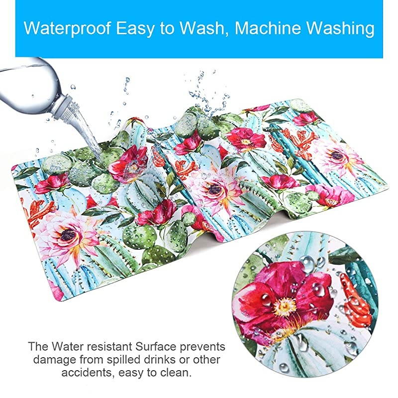 Desk Mat Extended Gaming Mouse Pad 354 x 157 XXL Keyboard Laptop Mousepad with Stitched Edges Non Slip Base WaterResistant Computer Desk Pad for Office and Home Cactus