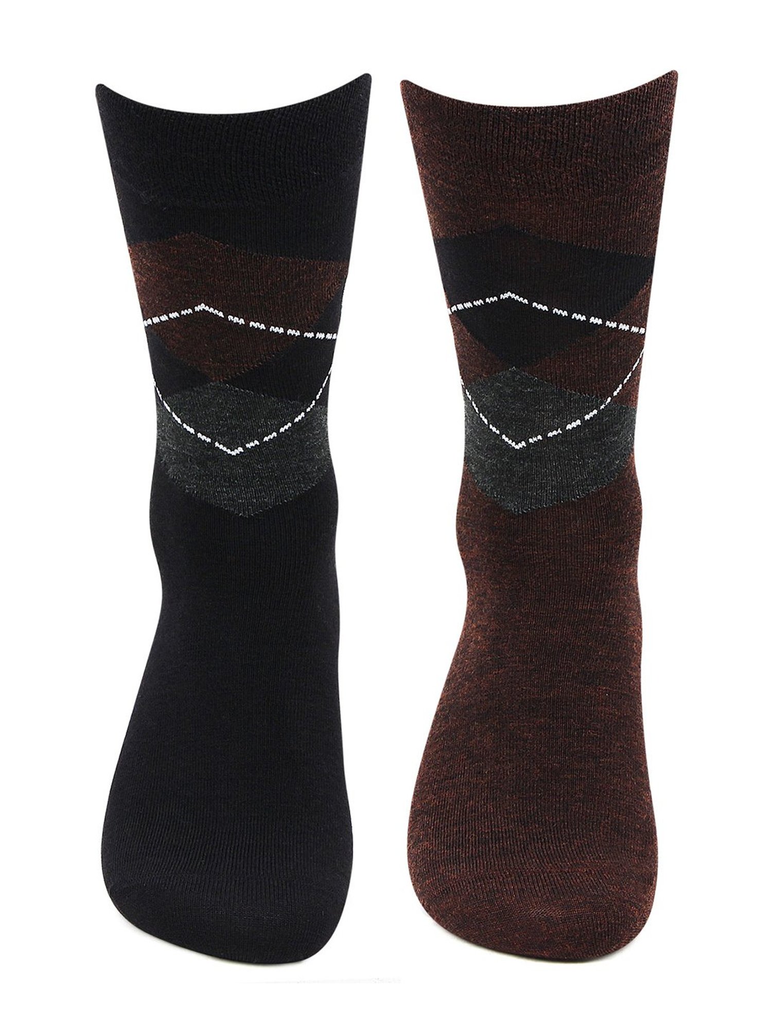 Bonjour Brown and Black Socks (Pack Of 2)