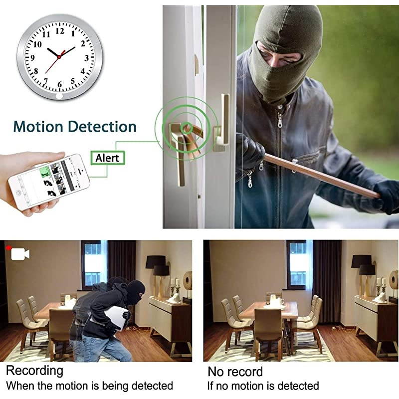 HD 1080P WiFi Spy Camera (5000mAh Battery) Wall Desk Clock Hidden Camera Alarm Clock for Home Security Nanny Cam Support iOS/Android/PC Remote Real-time Video and Motion Detection Alarm
