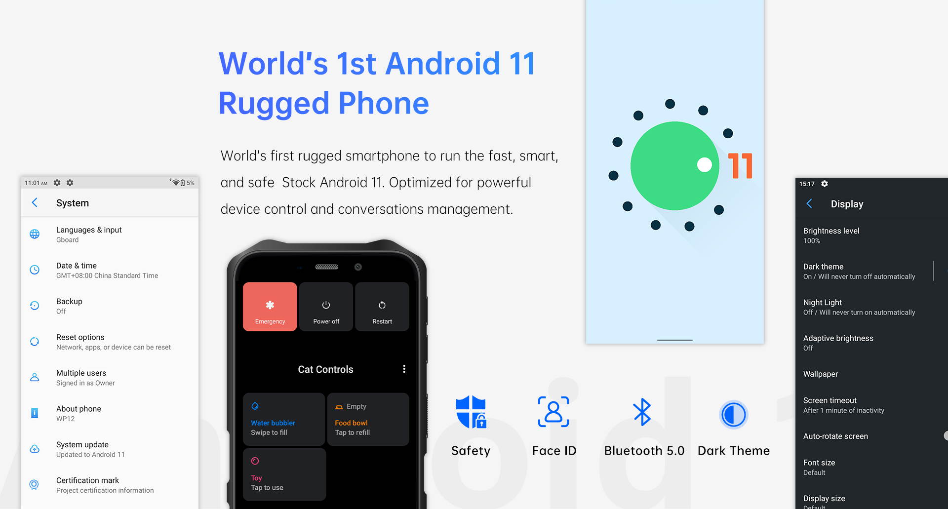 Rugged IP68 / 69K WP12 Smartphone 4GB + 32GB 4000mAh Quad Core Android11 Mobile Phone 5.5 "HD + 500W / 1300W 13MP Camera Phone