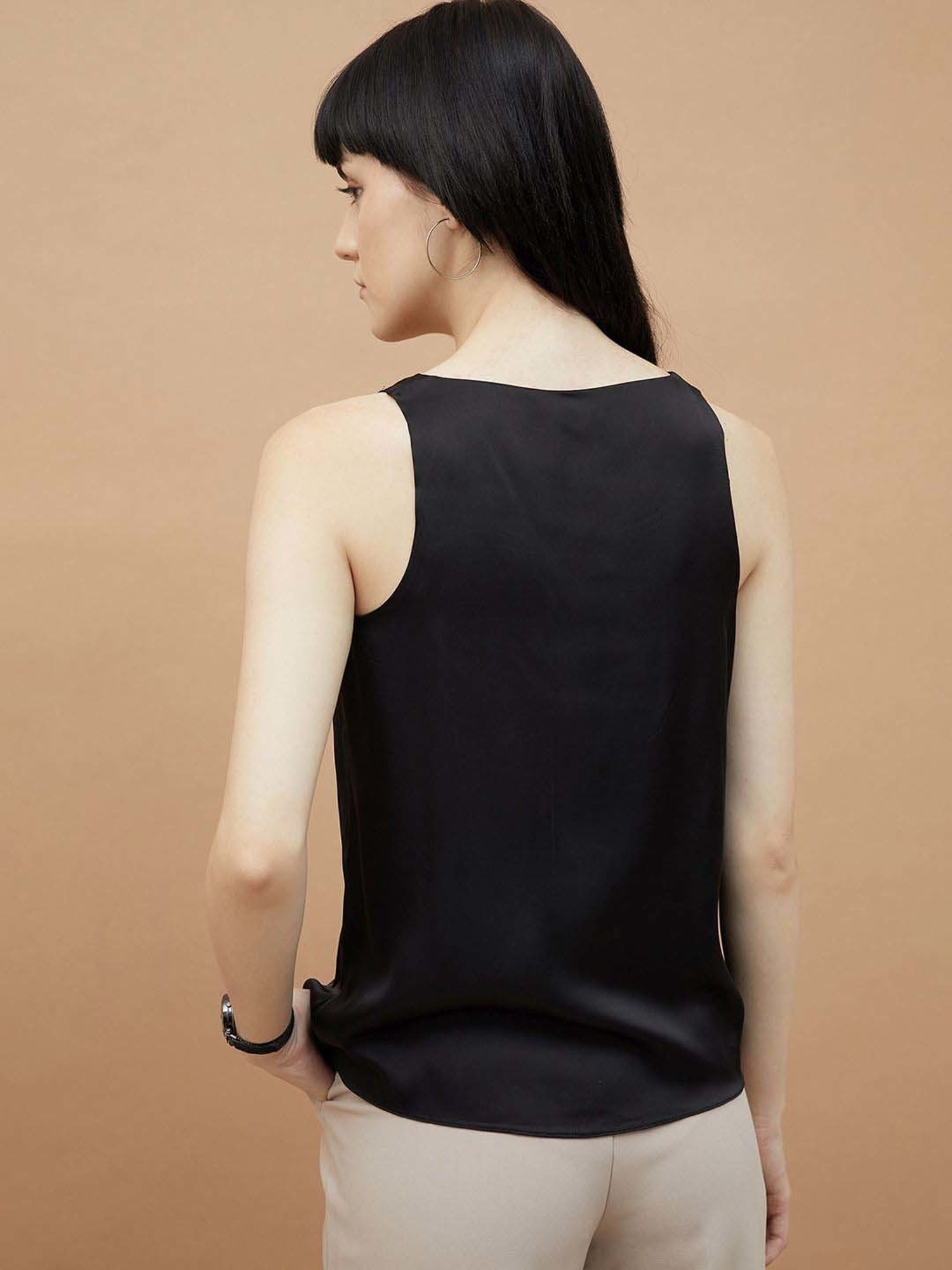 Code by Lifestyle Black Plain Top