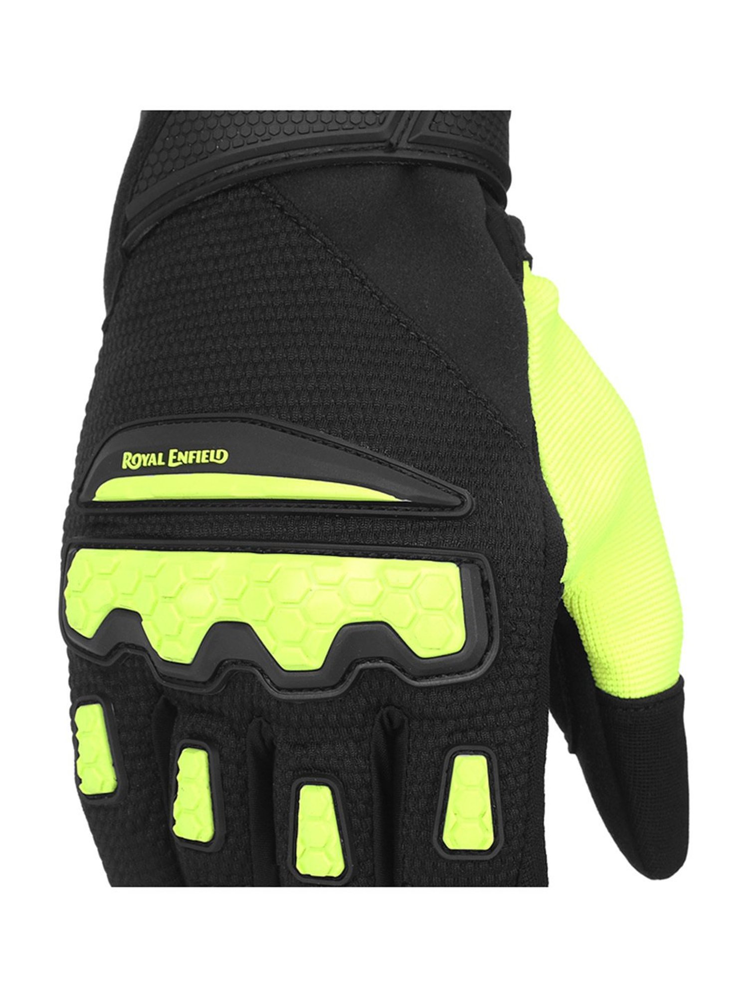 Royal Enfield Neon Green Textured Urban Hustler V2 Riding Gloves - L