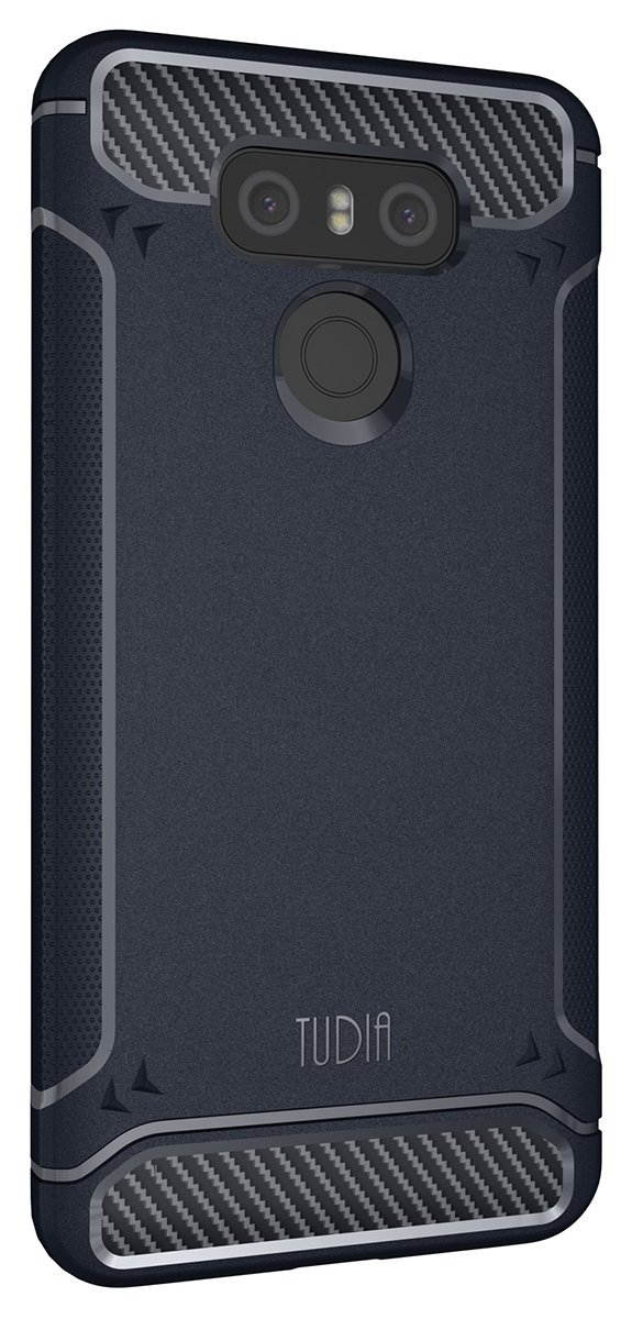 TUDIA Carbon Fiber Design Lightweight [TAMM] TPU Bumper Shock Absorption Case for LG G6 (Black)