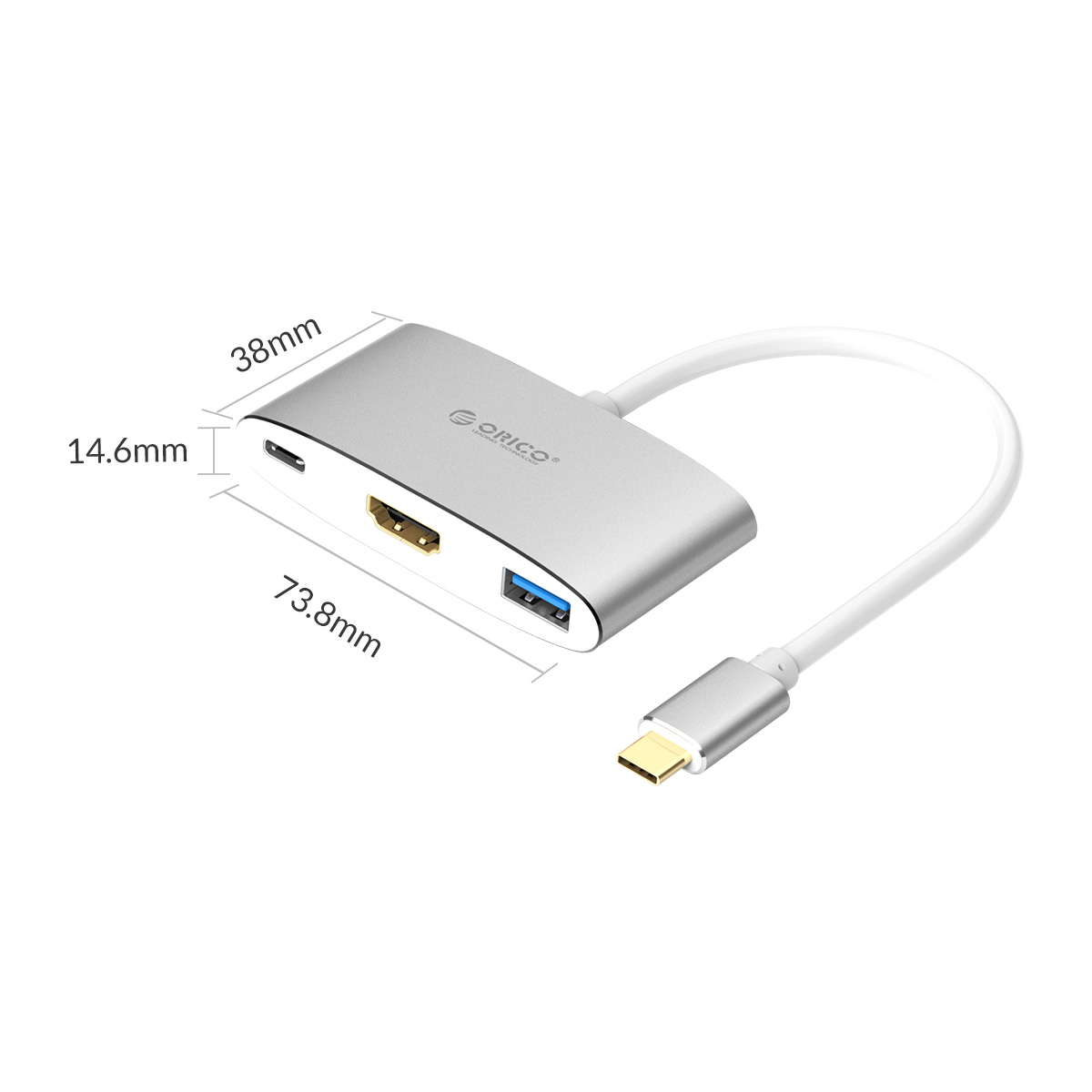 ORICO USB HUB USB C to 3.0 HUB  HDMI*1, USB3.0*1, Type-C*1 Adapter Aluminum Alloy USB Splitter for MacBook Samsung Galaxy S10 Huawei Mate 20 Pro