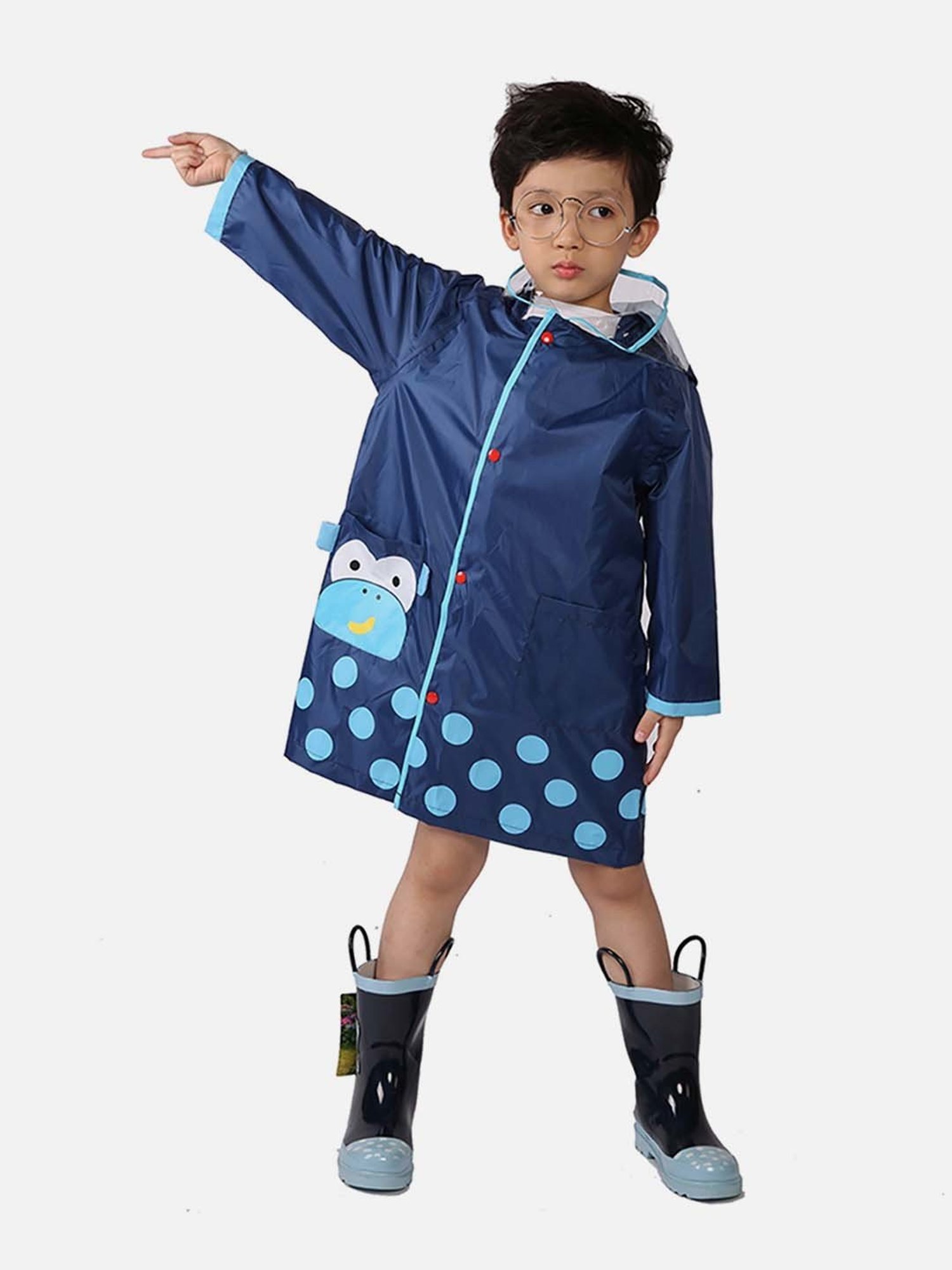 Little Surprise Box Kids Yellow Printed Full Sleeves Raincoat