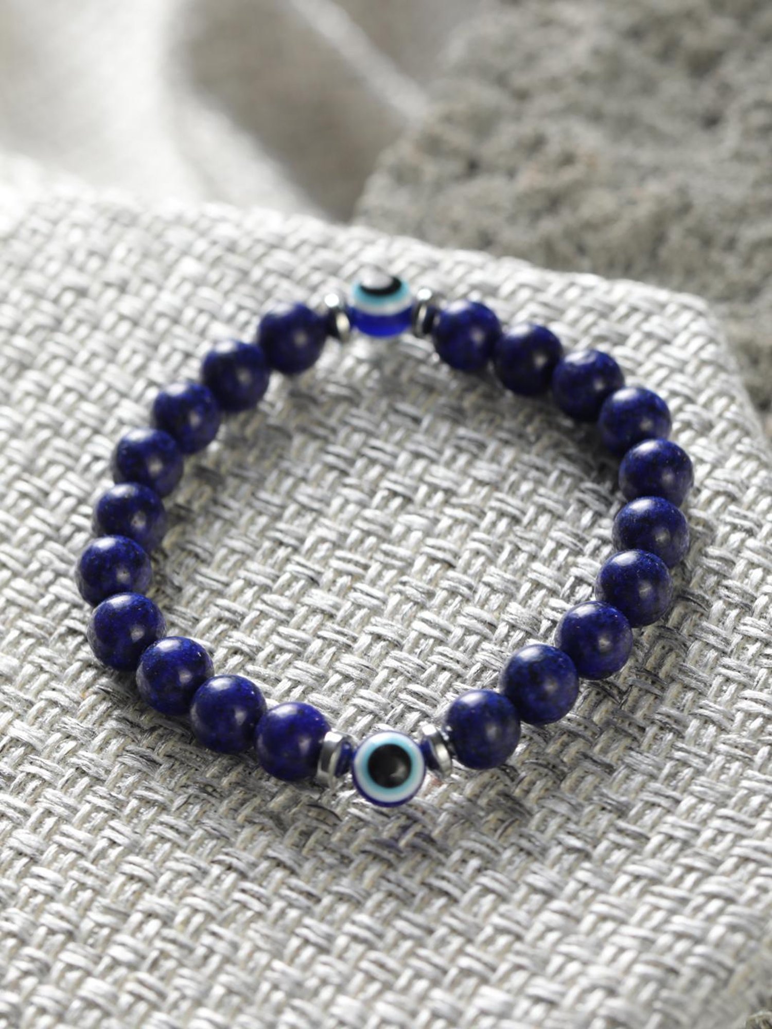 Bold by Priyaasi Blue Evil Eye Beaded Bracelet for Men