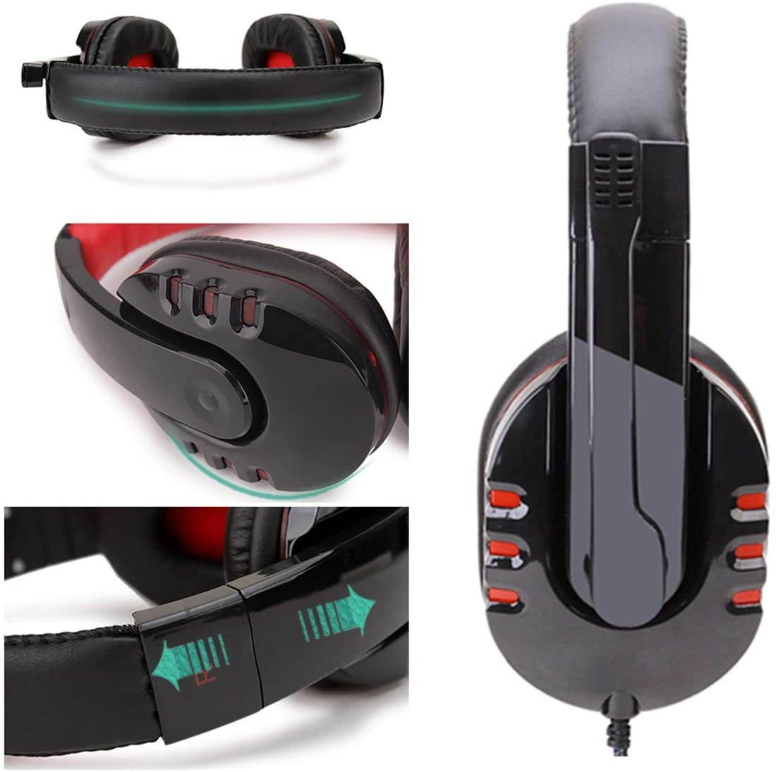 Queen.Y Gaming Headset Earphone Wired Headphone Stereo Surround with Mic Volume Control Compatible with PC, PS4, Xbox One Controller