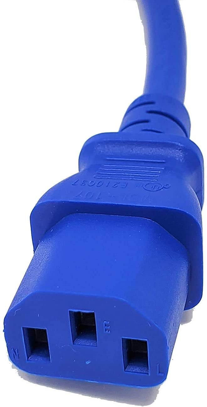 MICRO CONNECTORS, Inc. 6 Feet Ul Approved 18 AWG 10 Amp Power Cord (NEMA 5-15P/ C13) - Blue 2 Pack (M05-113ULBL-2P)
