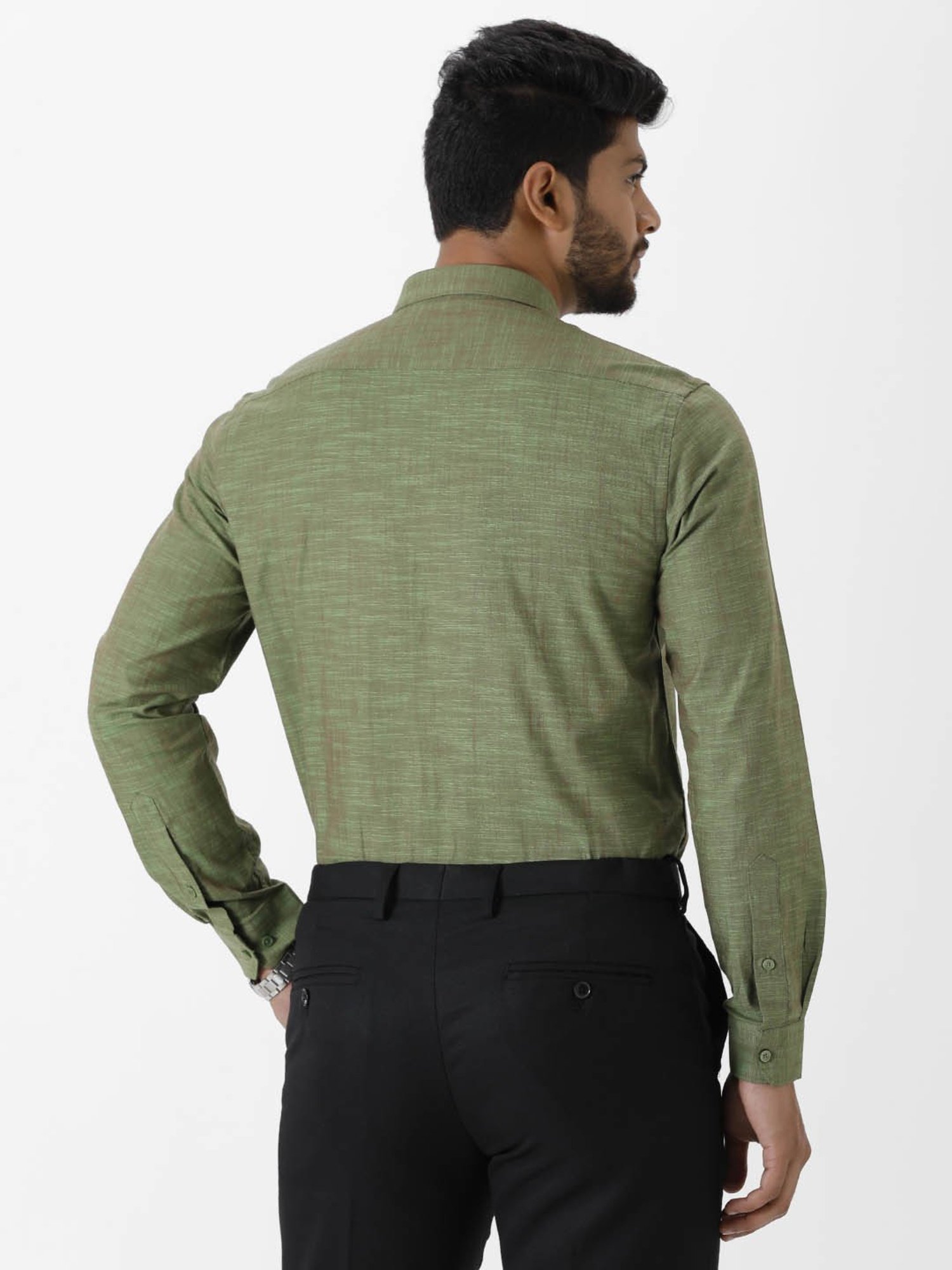 Ramraj Sage Green Regular Fit Shirt