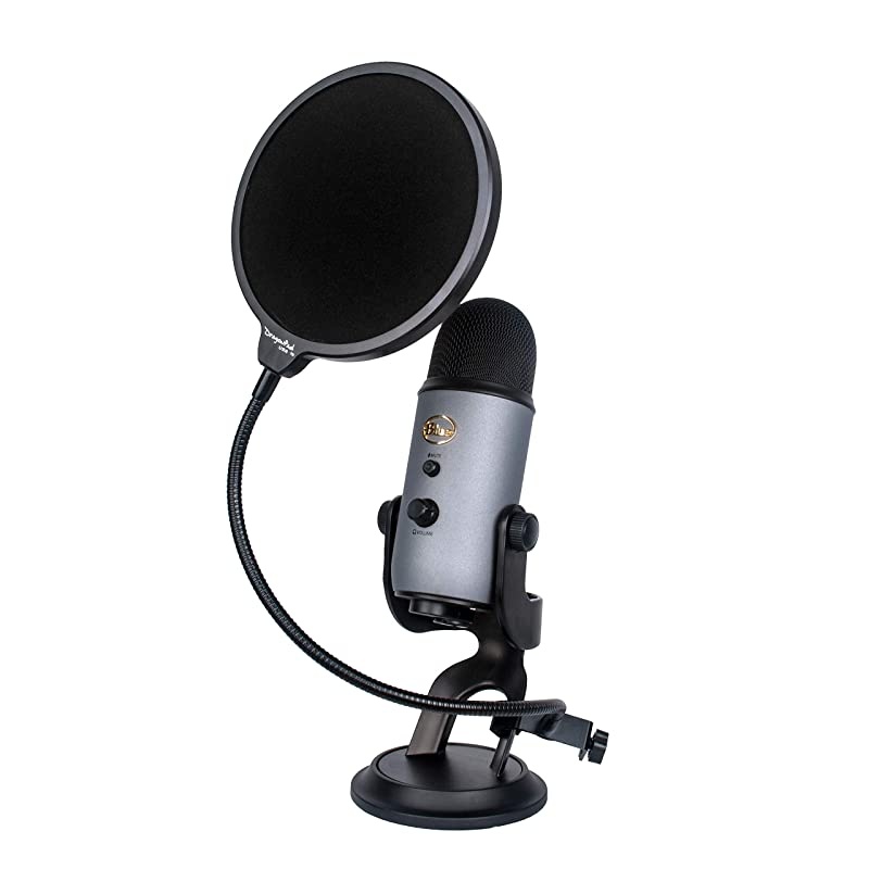 USA 6 Microphone Studio Pop Filter with Clamp BLKBLK 2 Pack