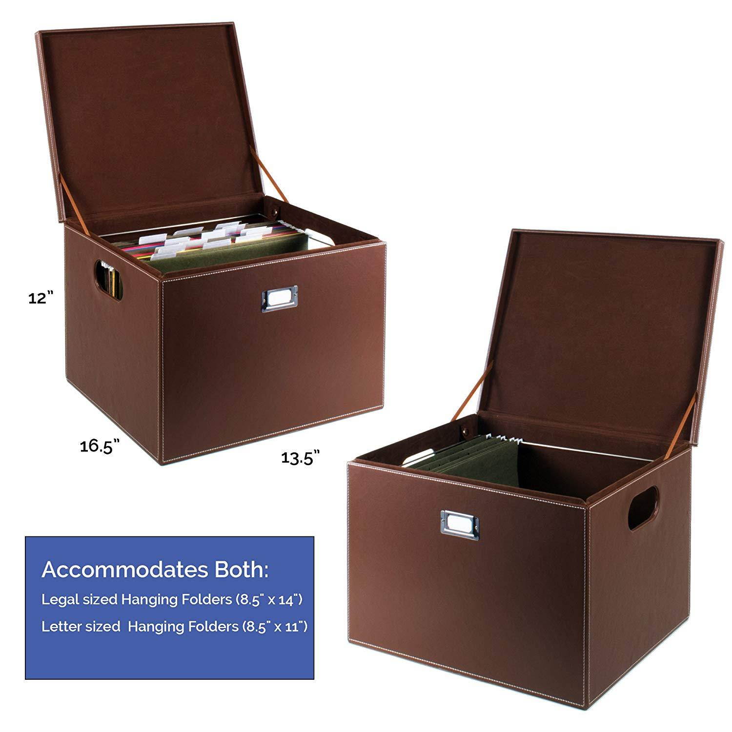 G.U.S. Decorative Office File and Portable Storage Box For Hanging Folders Letter Or Legal, Brown