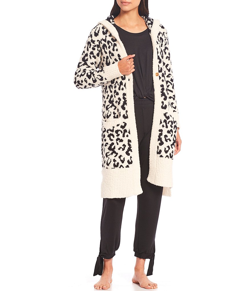 UGG Judith Sweater-Knit Leopard Print Hooded Lounge Cardigan
