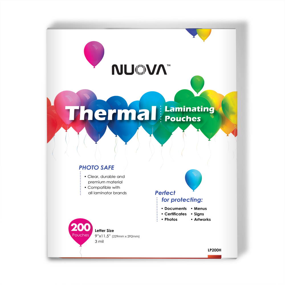 200-Pack Nuova Premium Thermal Laminating Pouches 9" X 11.5", Letter Size, 3 mil, 200-Pack