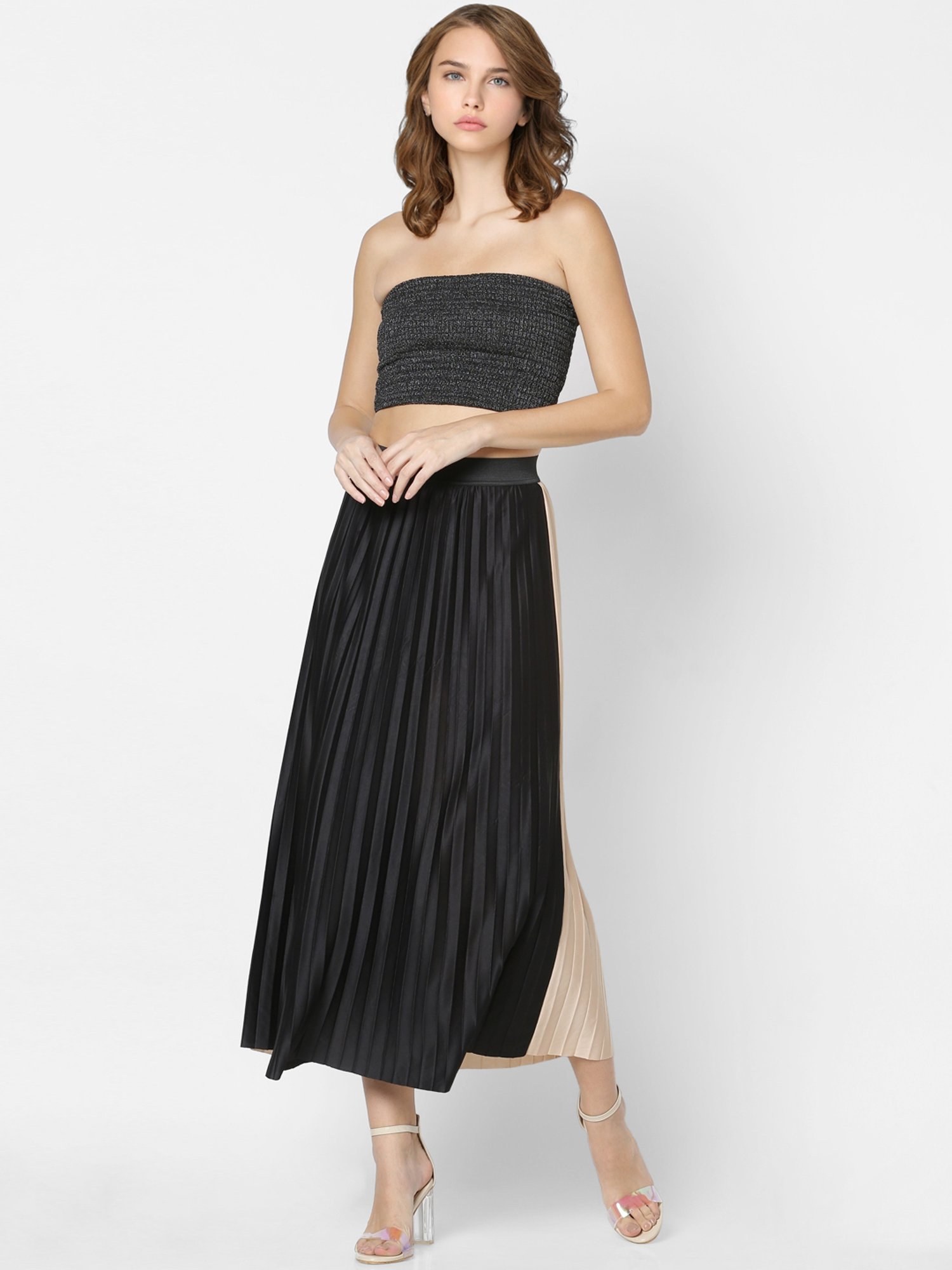 Only Black & Beige Maxi Skirt