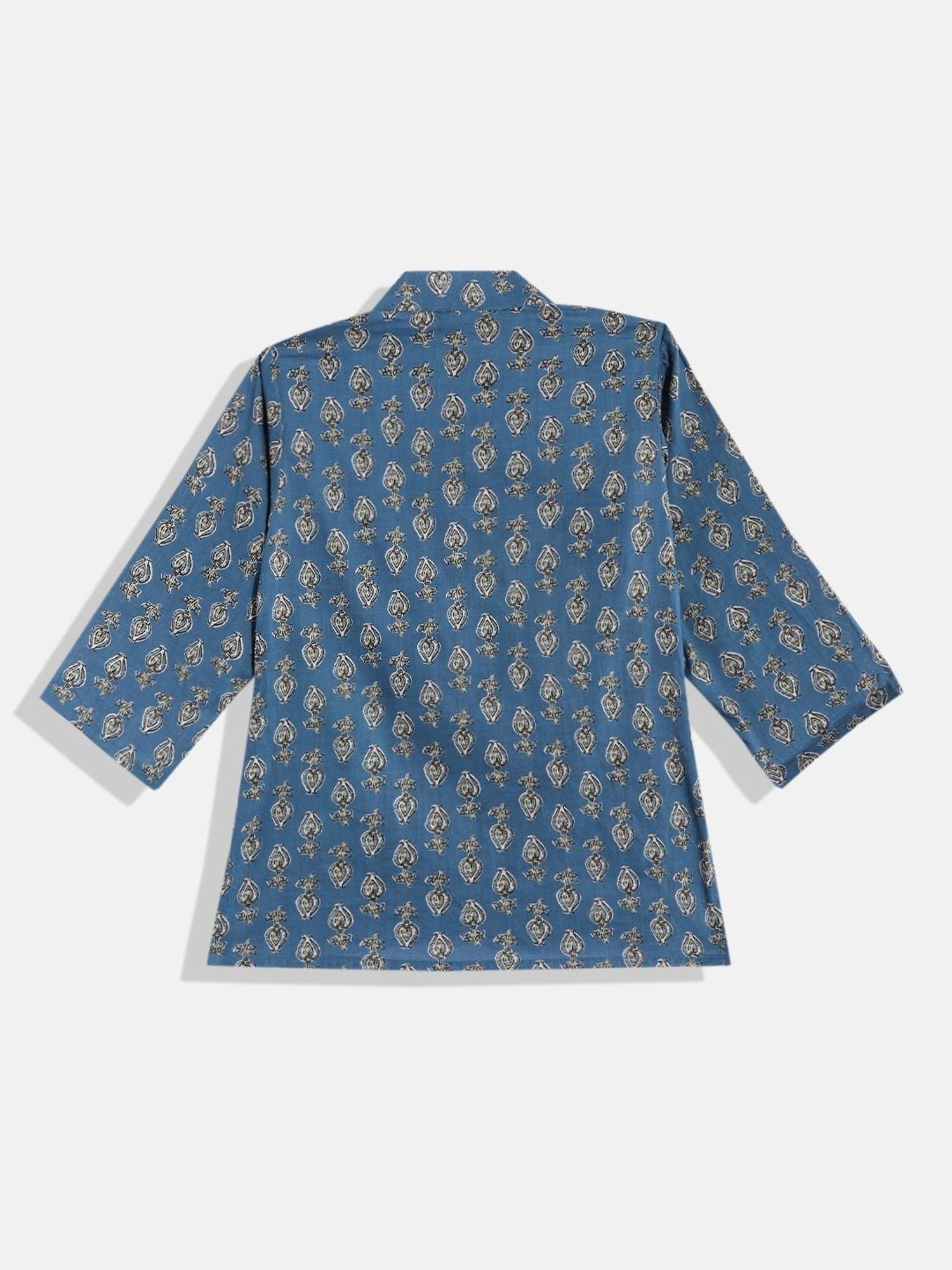READIPRINT FASHIONS Kids Blue Printed Full Sleeves Kurta, Pyjamas with Nehru Jacket