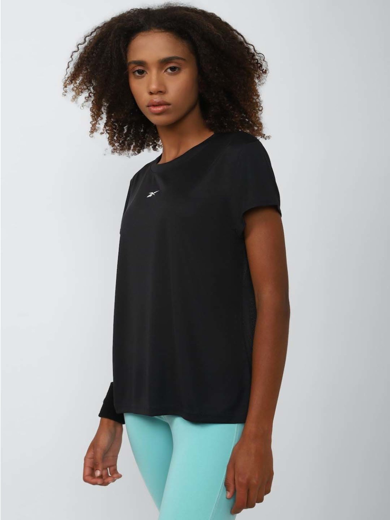 Reebok Black Slim Fit Sports T-Shirt