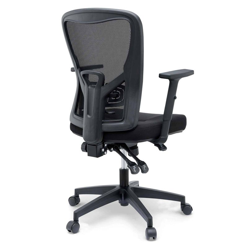 Mesh Sled Base Side Reception Chair with Flip Up Arms Black - Riverstone Furniture
