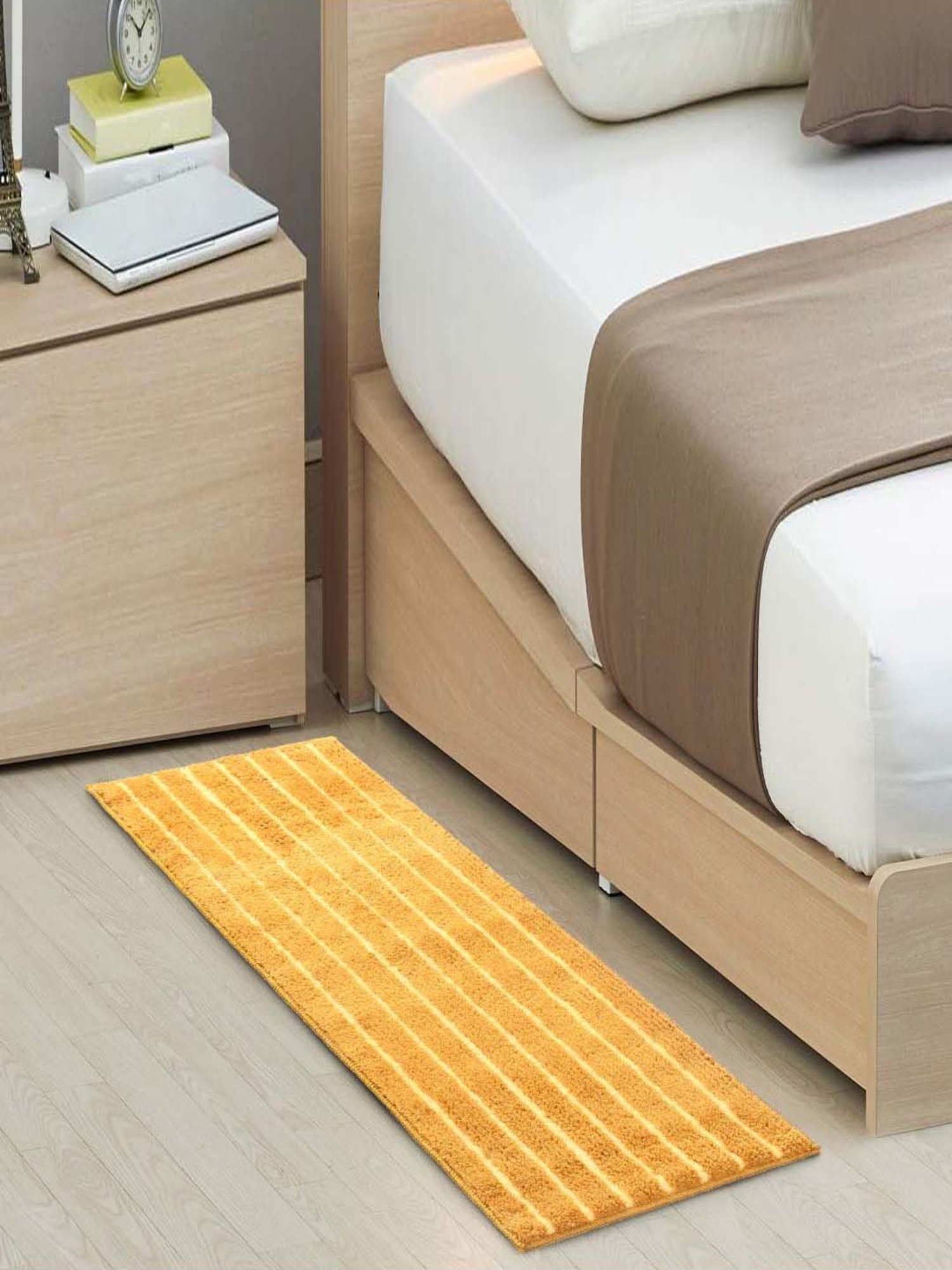 Saral Home Mustard Microfibre Small Antiskid & Washable Power Runner