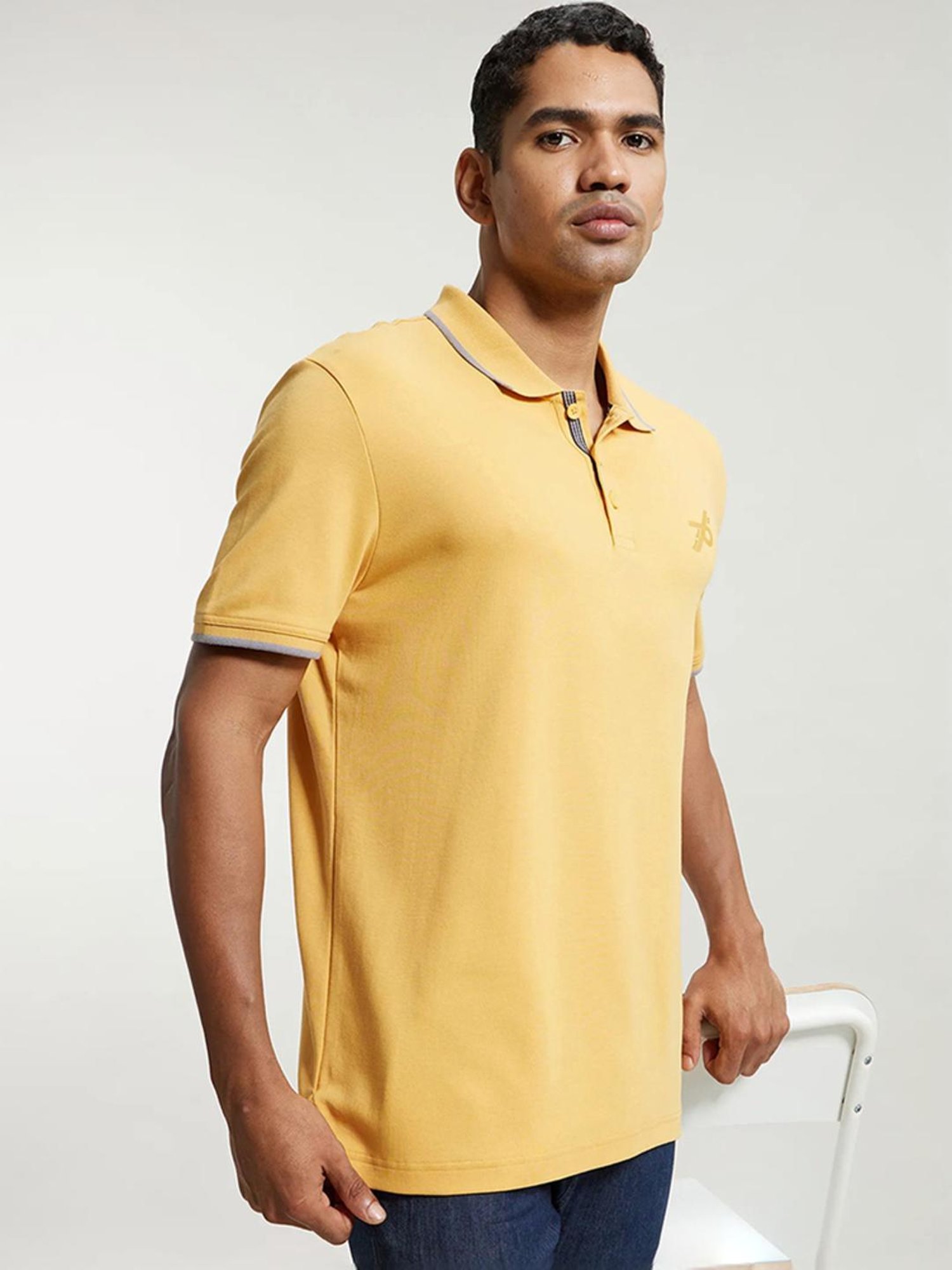 Jockey 3911 Burnt Gold Super Combed Cotton Rich Half Sleeves Polo T-Shirt (Logo Design May Vary)
