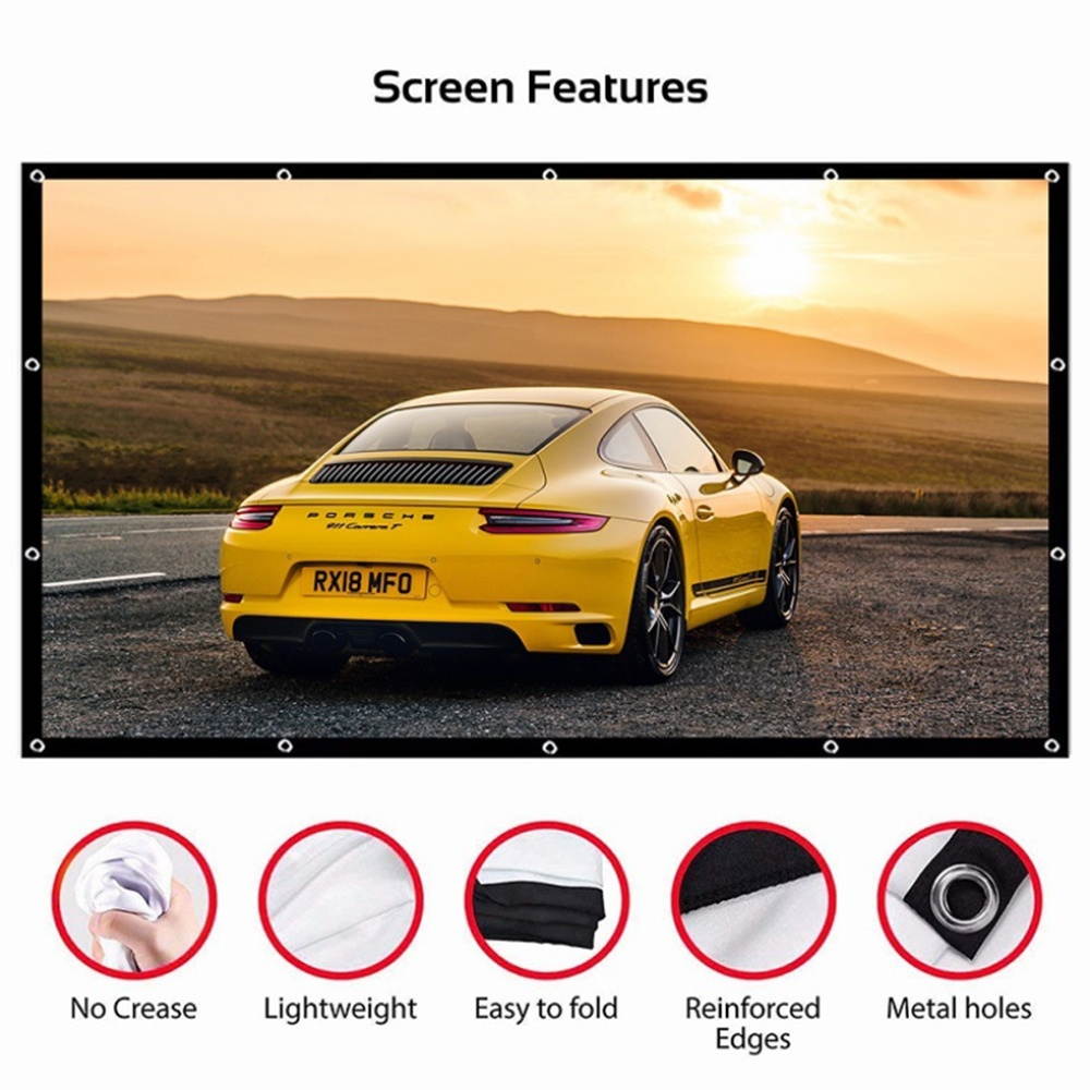 Foldable No Crease Soft Projector Screen Holes Hanging Portable Home Movie Meeting Screen (100inch 4:3)