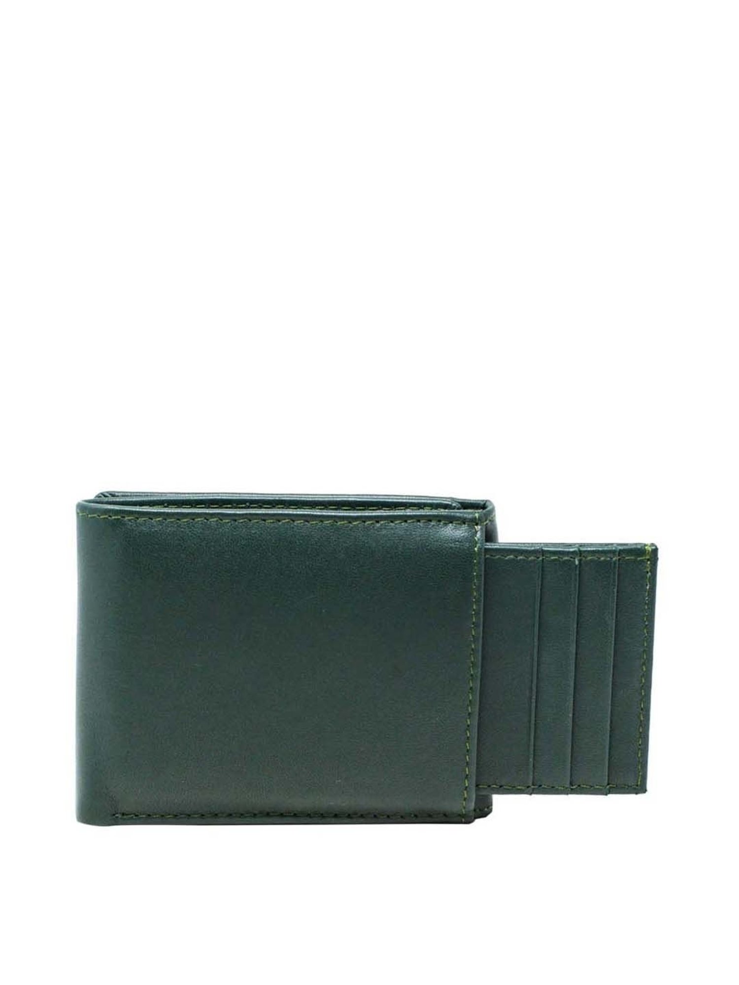 Tohl Green Casual Leather Tri-Fold Wallet for Men