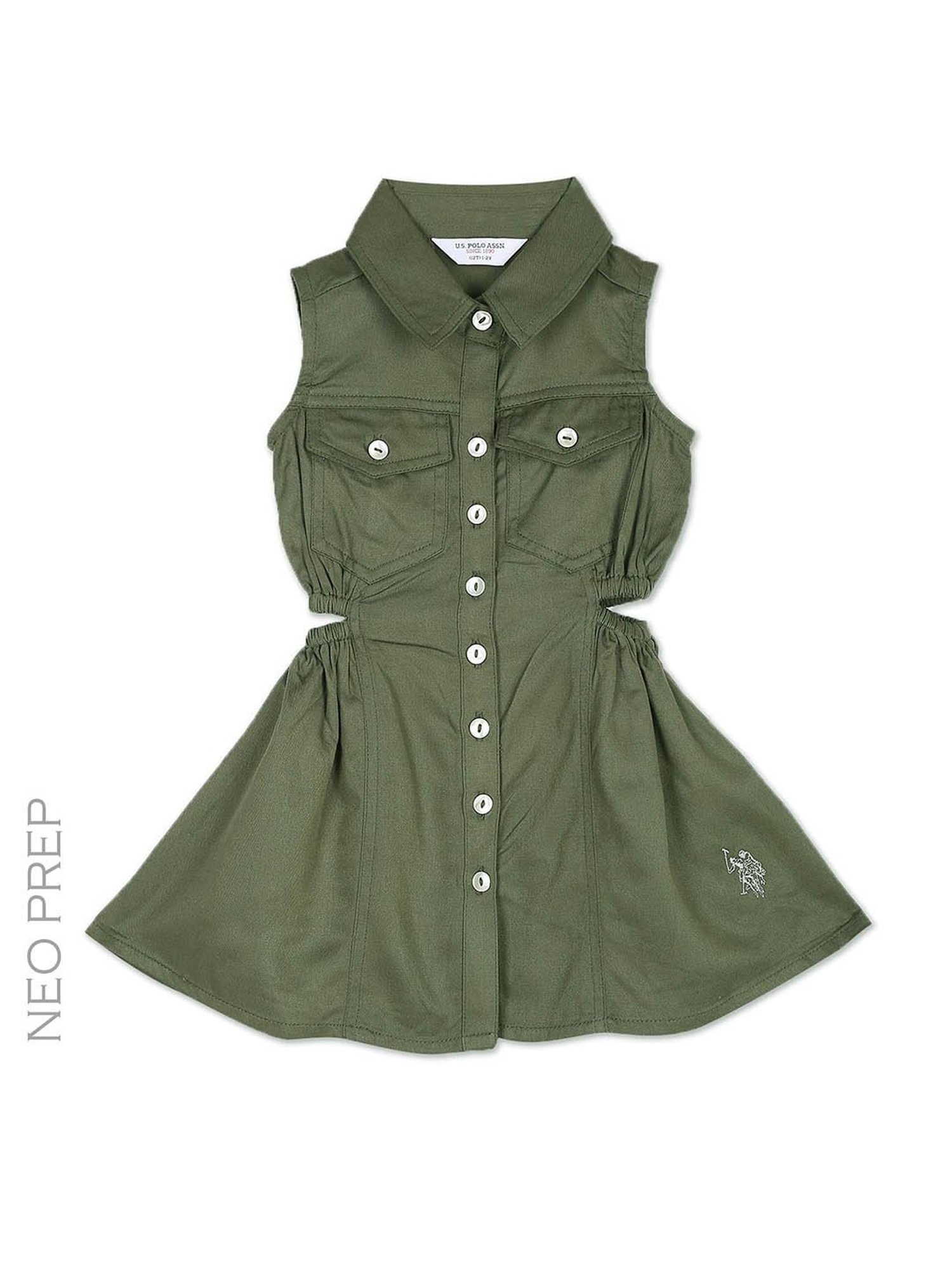 U.S. Polo Assn. Kids Olive Solid Shirt Dress