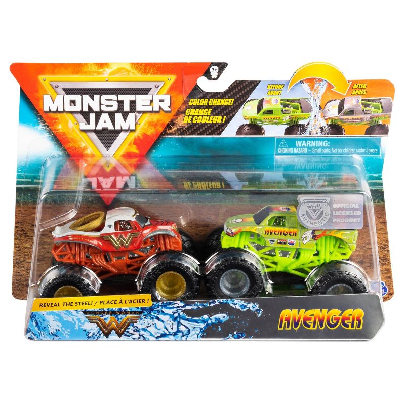 Monster Jam 1:64 2 Packs (Reveal The Steel) - Wonder Woman VS Avenger