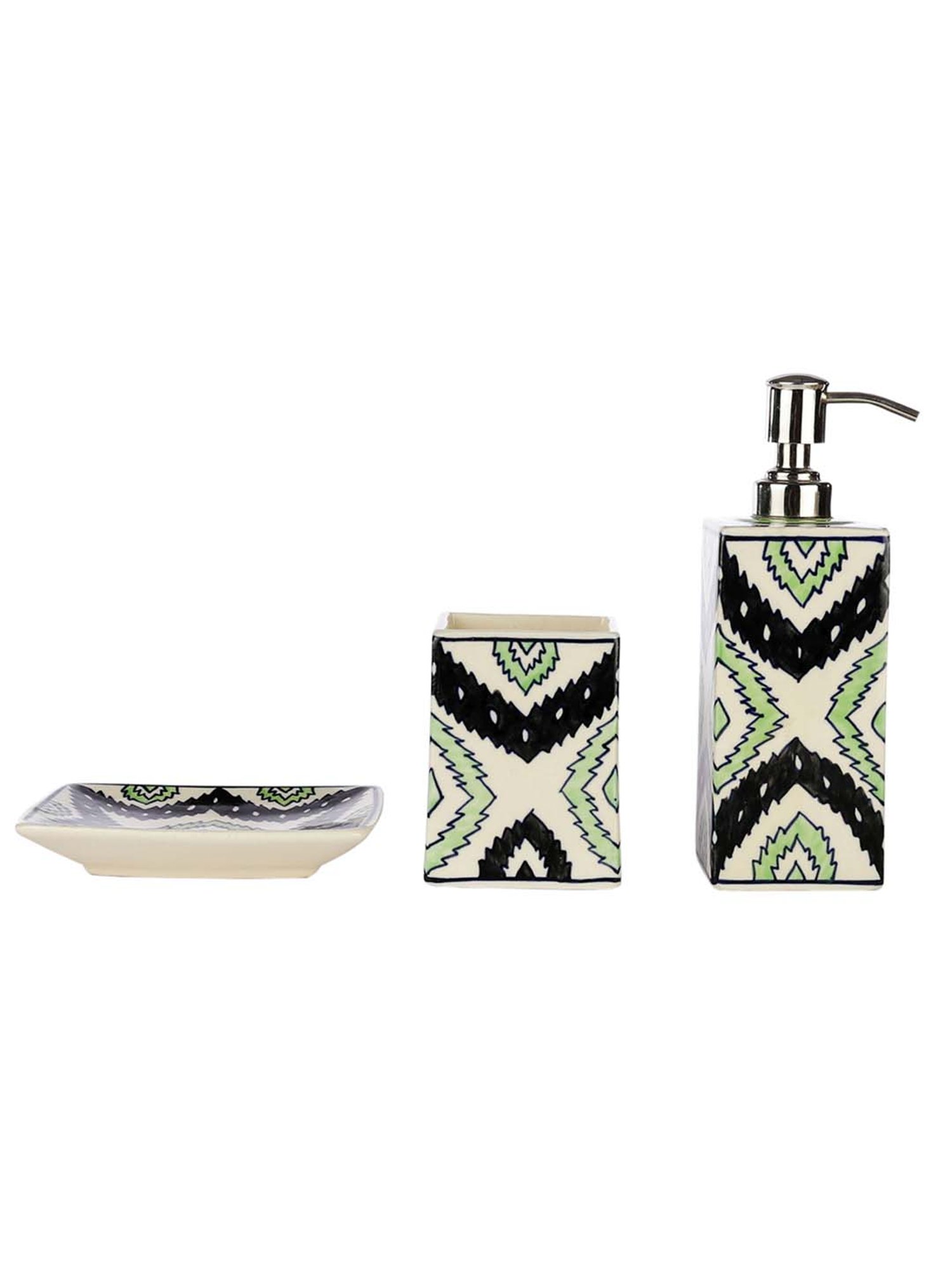 VarEesha Aztec Multicolor Ceramic Bath Accessories - Set of 3