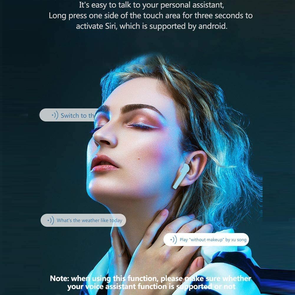 Ackmioxy Pro 4 Bluetooth Wireless Earbuds, Bluetooth 5.0 Headphones TWS Stereo Touch Control Earphones with Wireless Charging Case Mini Car Built-in Mic Headset,Compatible for iPhone/Android